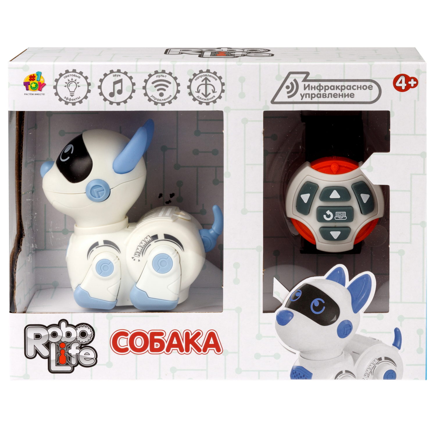 Интерактивная собака 1TOY Robolife на пульте управления, со светом и звуком