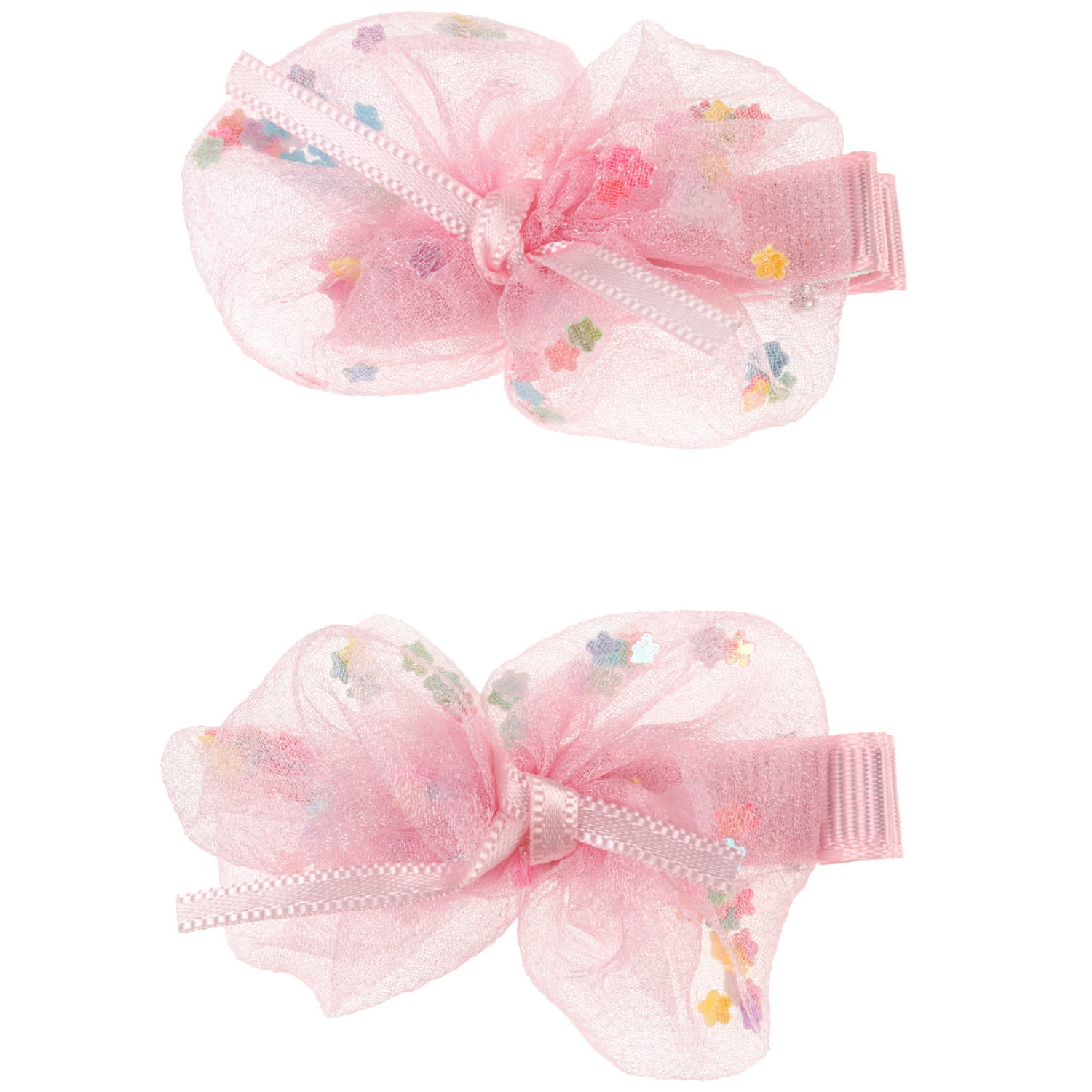 Заколки для волос Lukky Fashion Бантики с блестящей насыпкой, детские, для девочки, зажимы, 4 цвета в ассортименте, набор 2 шт.