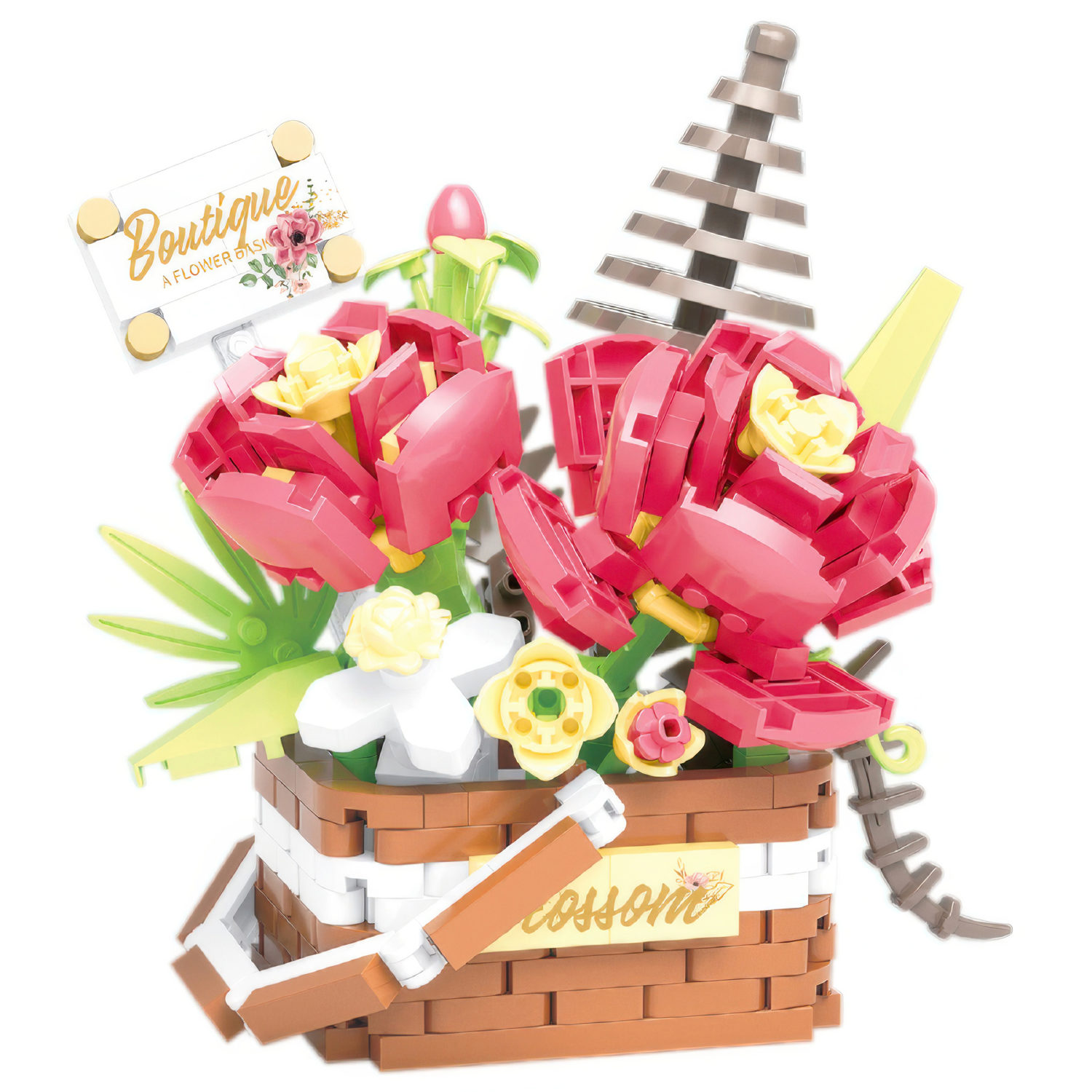 Конструктор 1TOY Blockformers Цветочная коллекция "Корзина с розами", 395 деталей