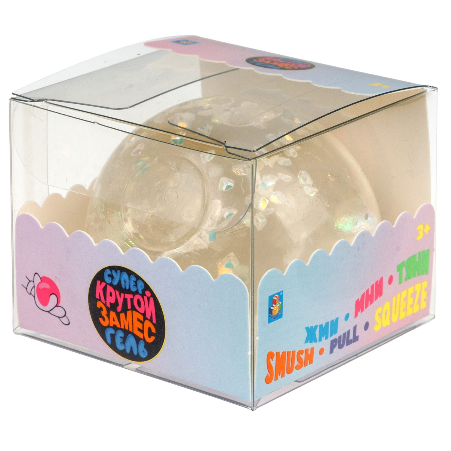 1toy Крутой замес Супергель шар бриллиант 6 цв.в асс.6см, в ПВХ кор., 12шт.в дб.