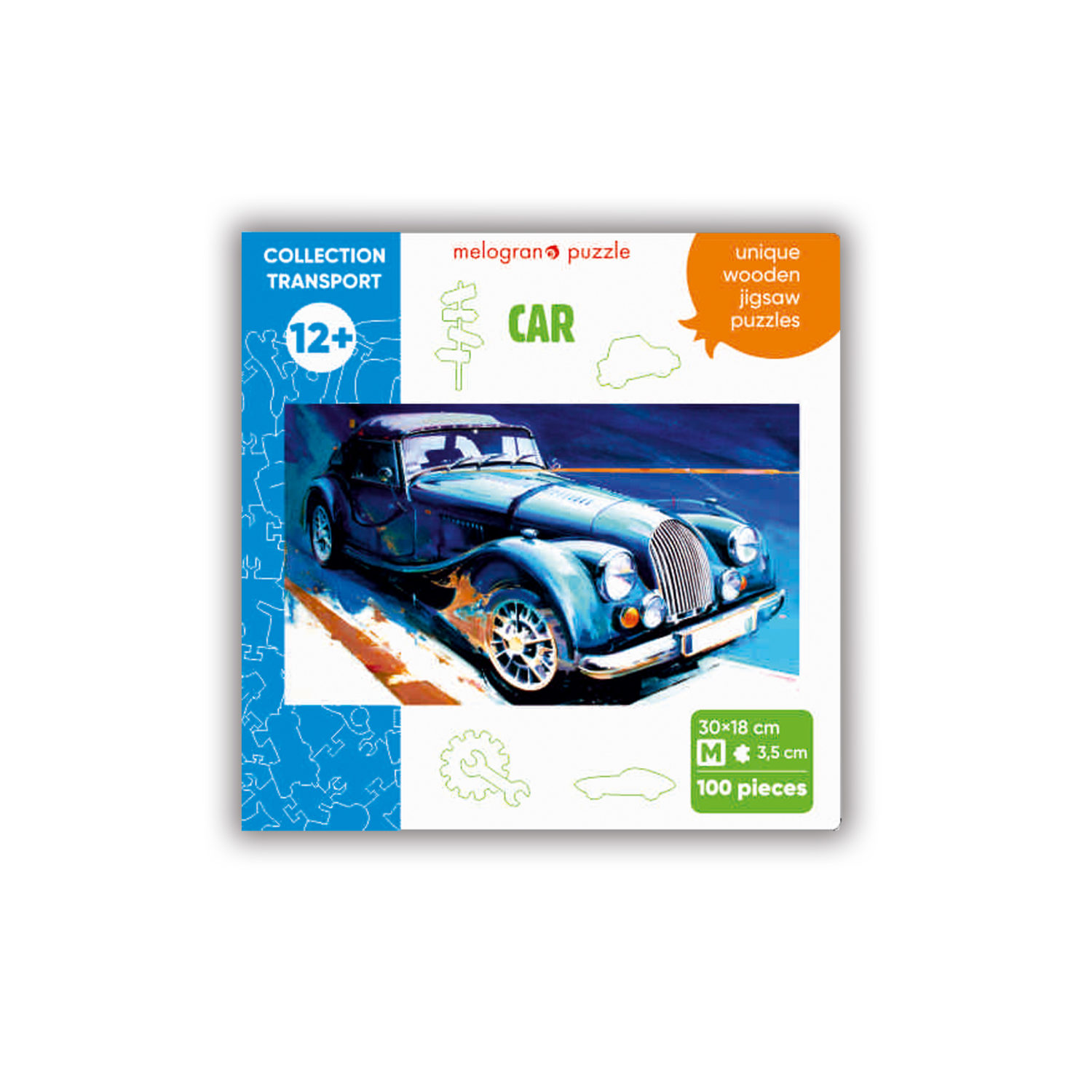 Деревянные пазлы Collection Transport Автомобиль классический, 100 деталей, 30х18 см