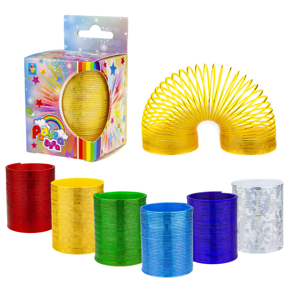 1toy пружинка Радуга-Дуга голограф.асс.6 цв. 5,2*6,3см в кор.5,5*5,5*9,5см