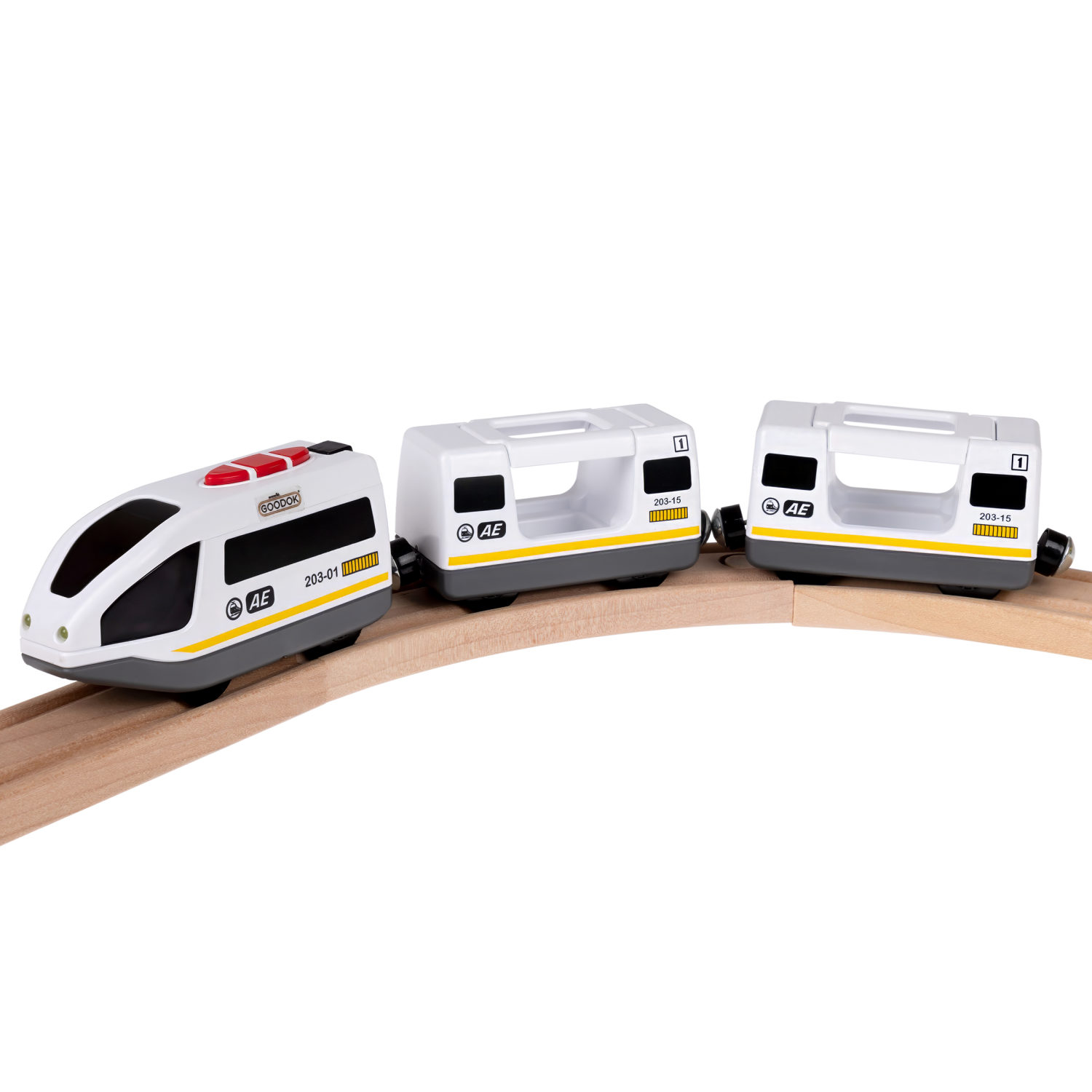 Деревянная железная дорога 1TOY GOODOK с электропоездом, 57 элементов