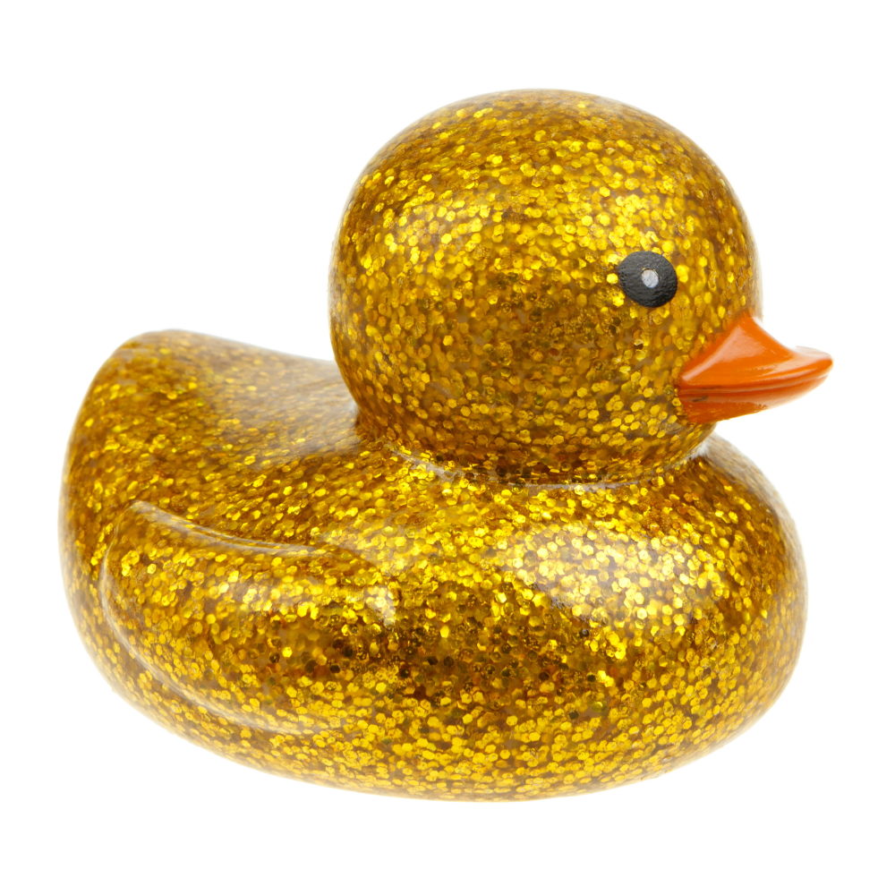 1toy Жмяка-антистресс "Уточка" с блёстками 8х7,2х6,5 см, золотистая