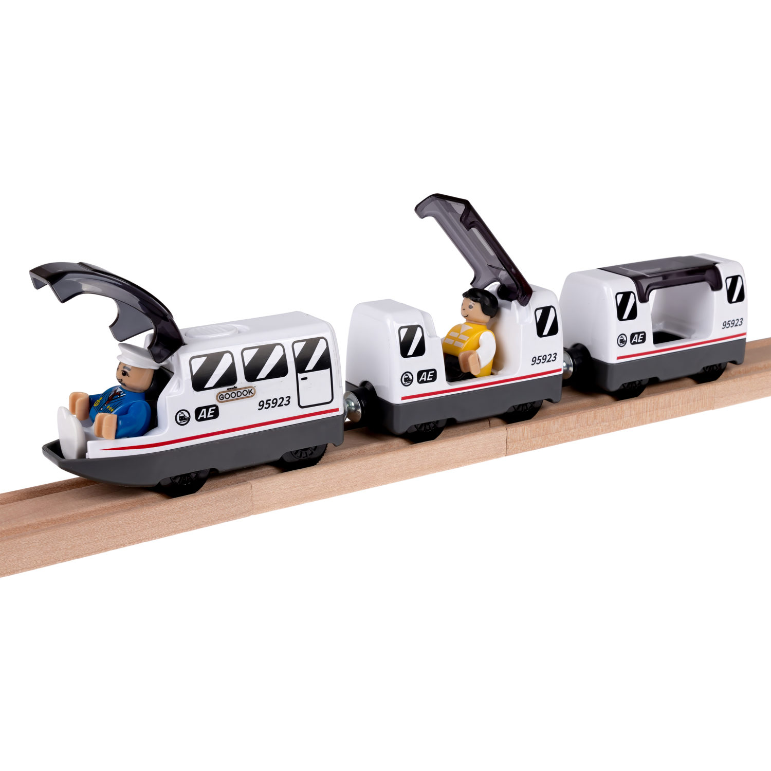 Деревянная железная дорога 1TOY GOODOK с электропоездом, 39 элементов
