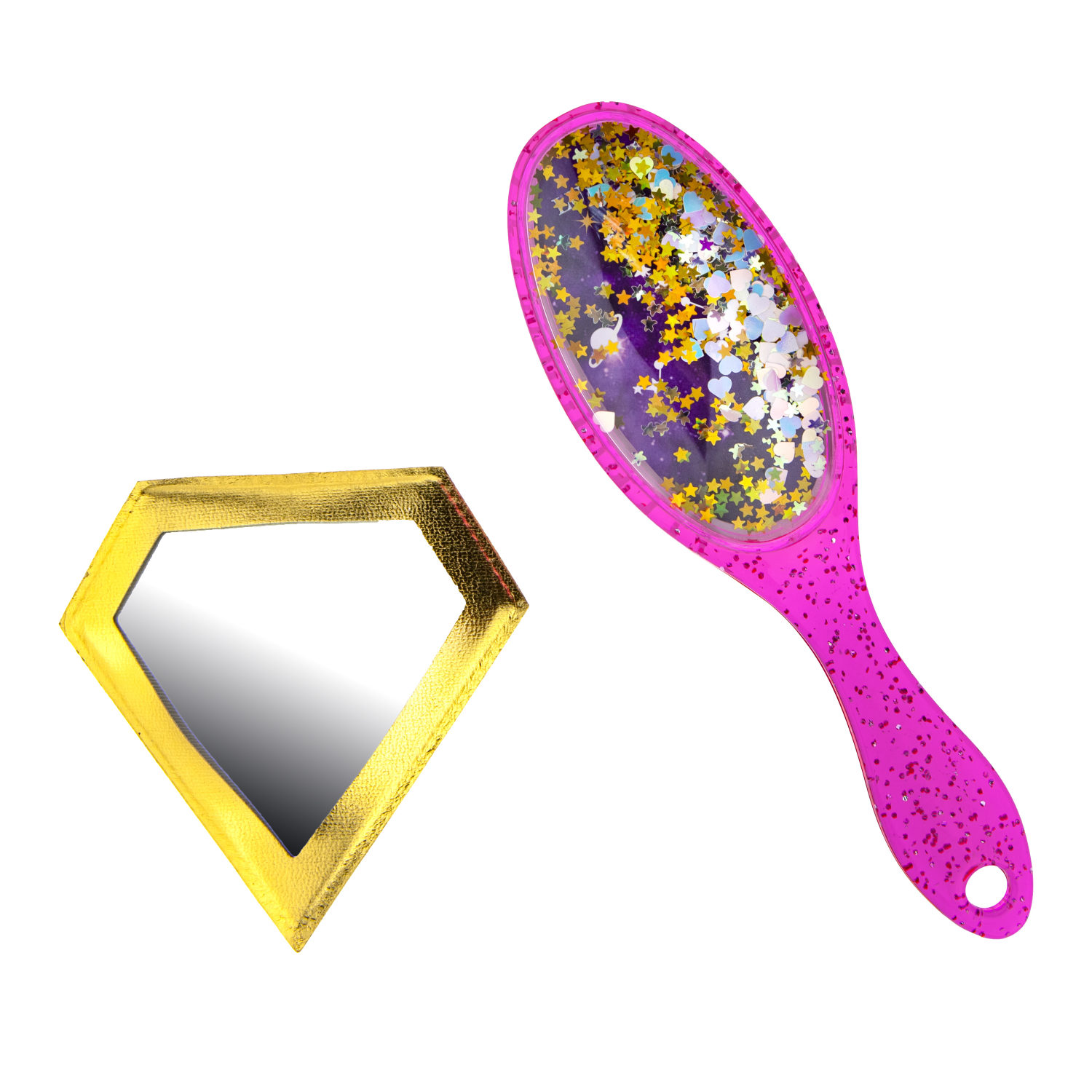 Lukky Набор: щетка массажная с блёстками+зеркало