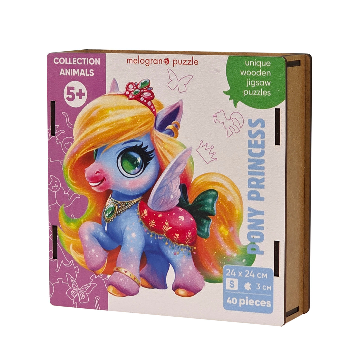Деревянные пазлы Collection Animals Пони принцесса, 40 деталей
