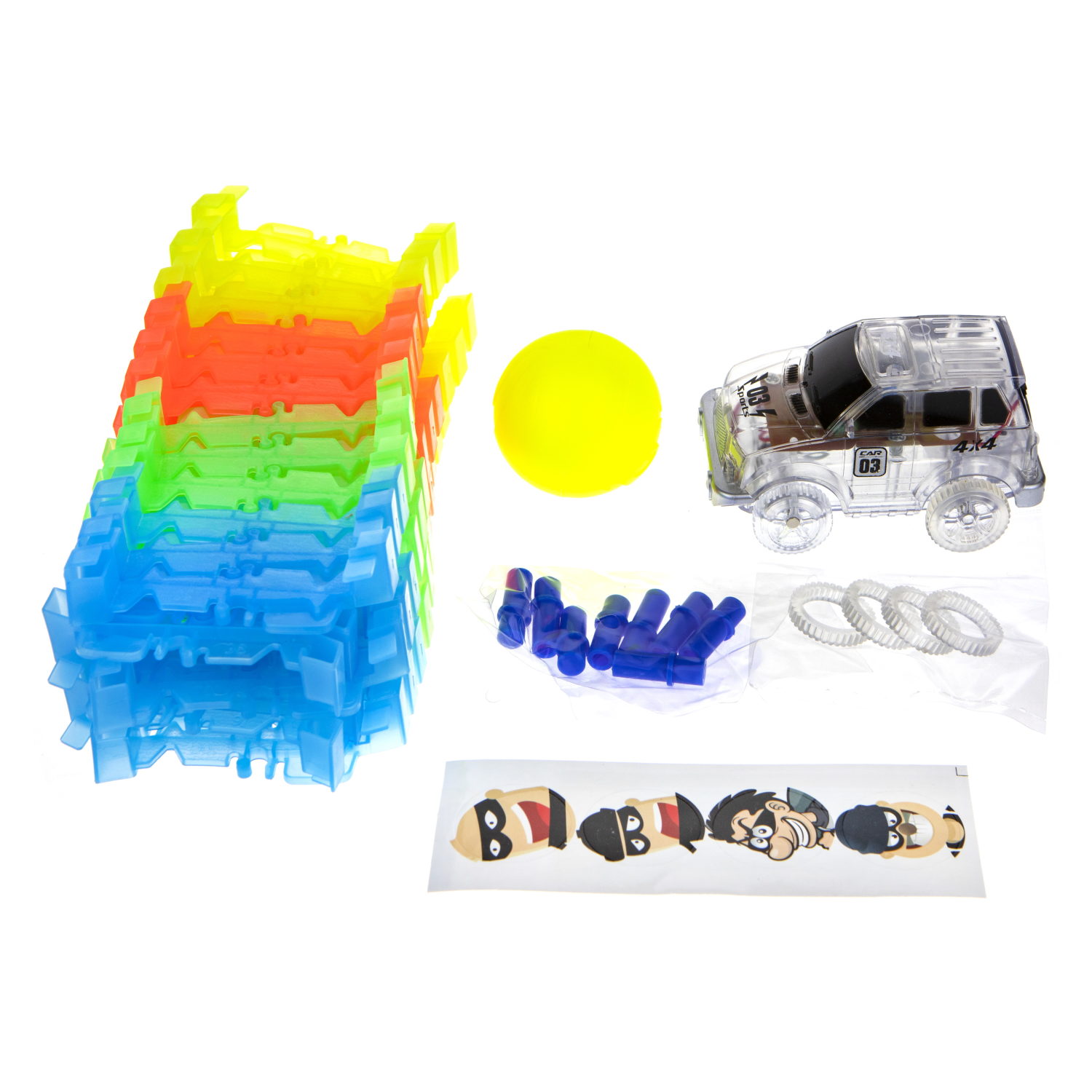 Игровой набор 1TOY Гибкий трек "Большое путешествие", 70 деталей, дорога светится в темноте