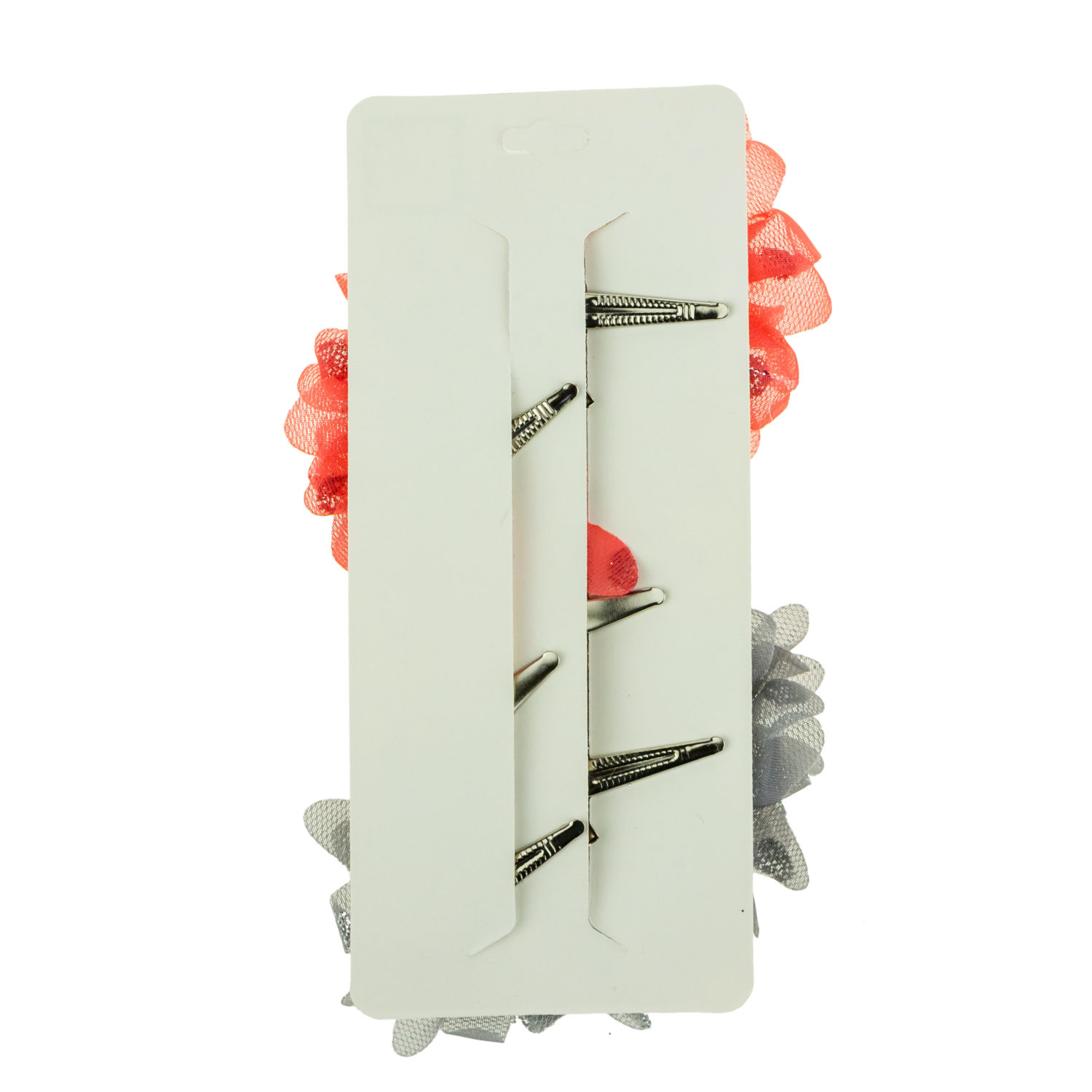 Lukky Fashion набор заколок для волос зажим, 6шт в наборе (2 красных цветочка, 2серых цветочка, 2 золотые звездочки)