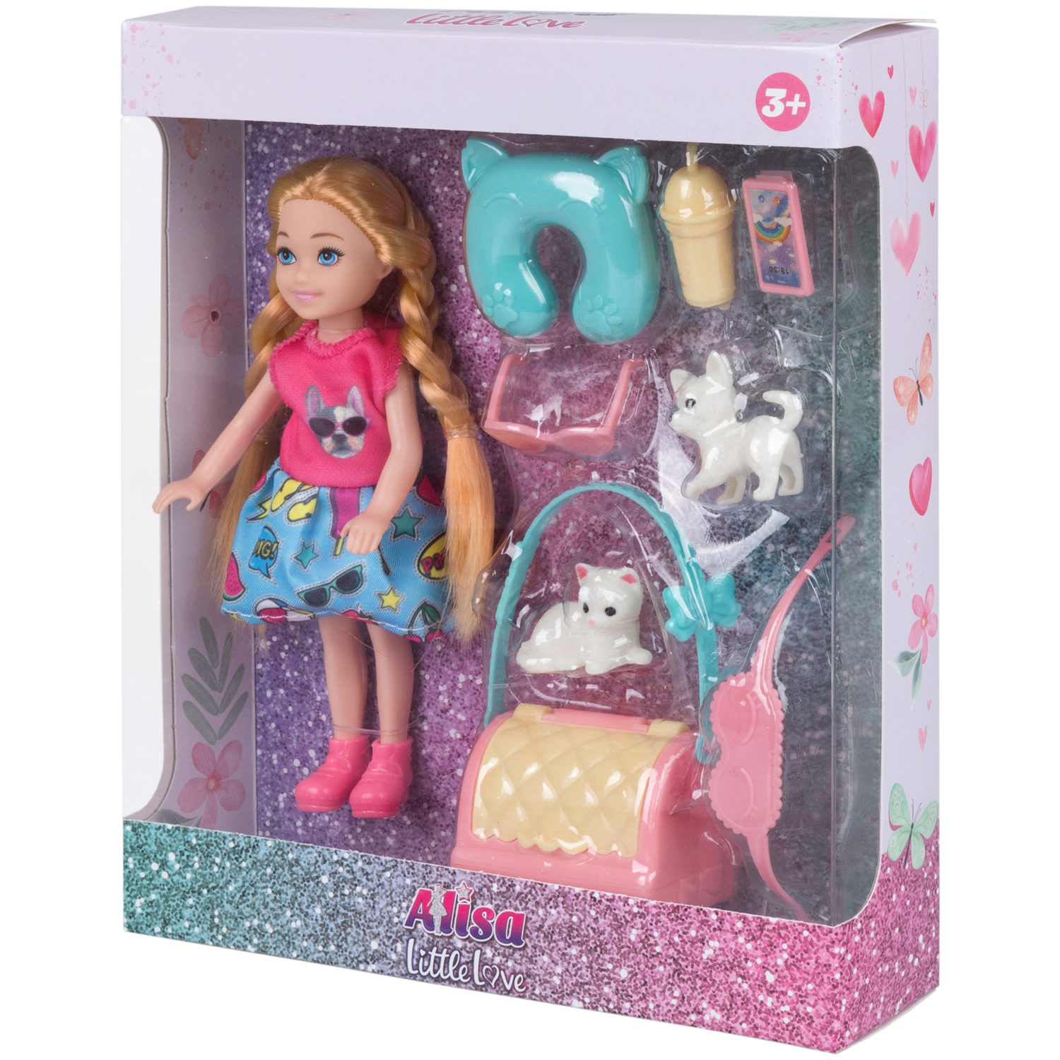 Кукла Alisa Little Love 15,2 см, блондинка, с двумя питомцами и аксессуарами