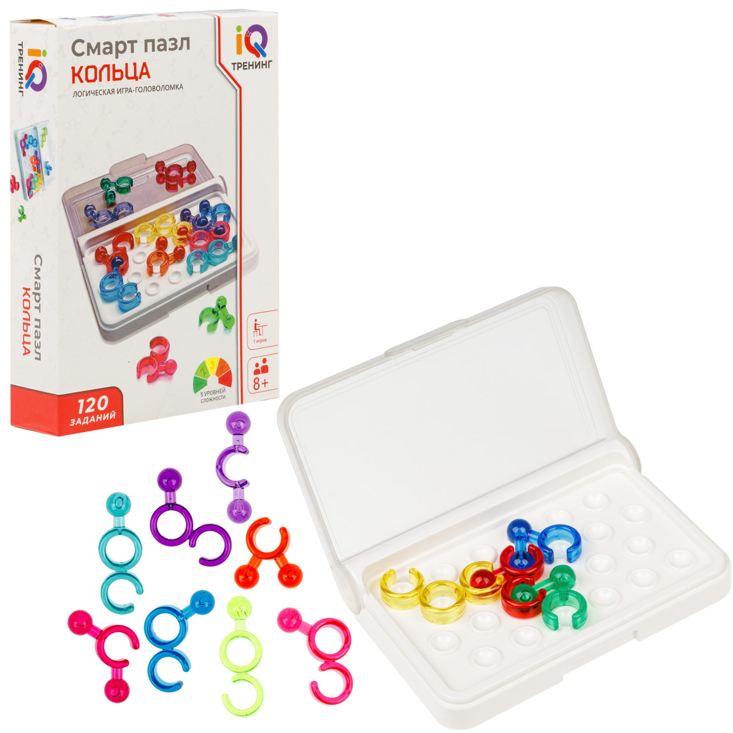 Настольная логическая игра 1TOY IQ ТРЕНИНГ «Смарт пазл Кольца»