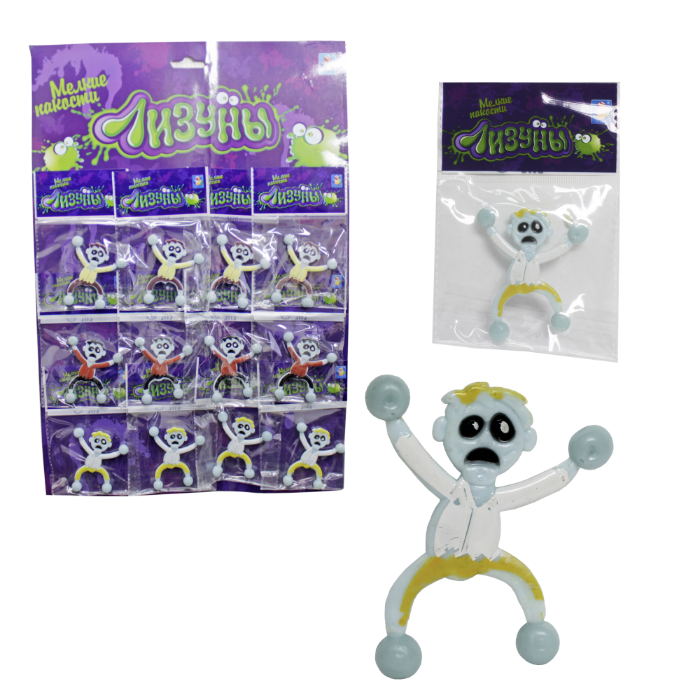 Лизун 1TOY "Мелкие пакости", зомби 6 см, пакет, 3 вида, 12 шт.ОРР