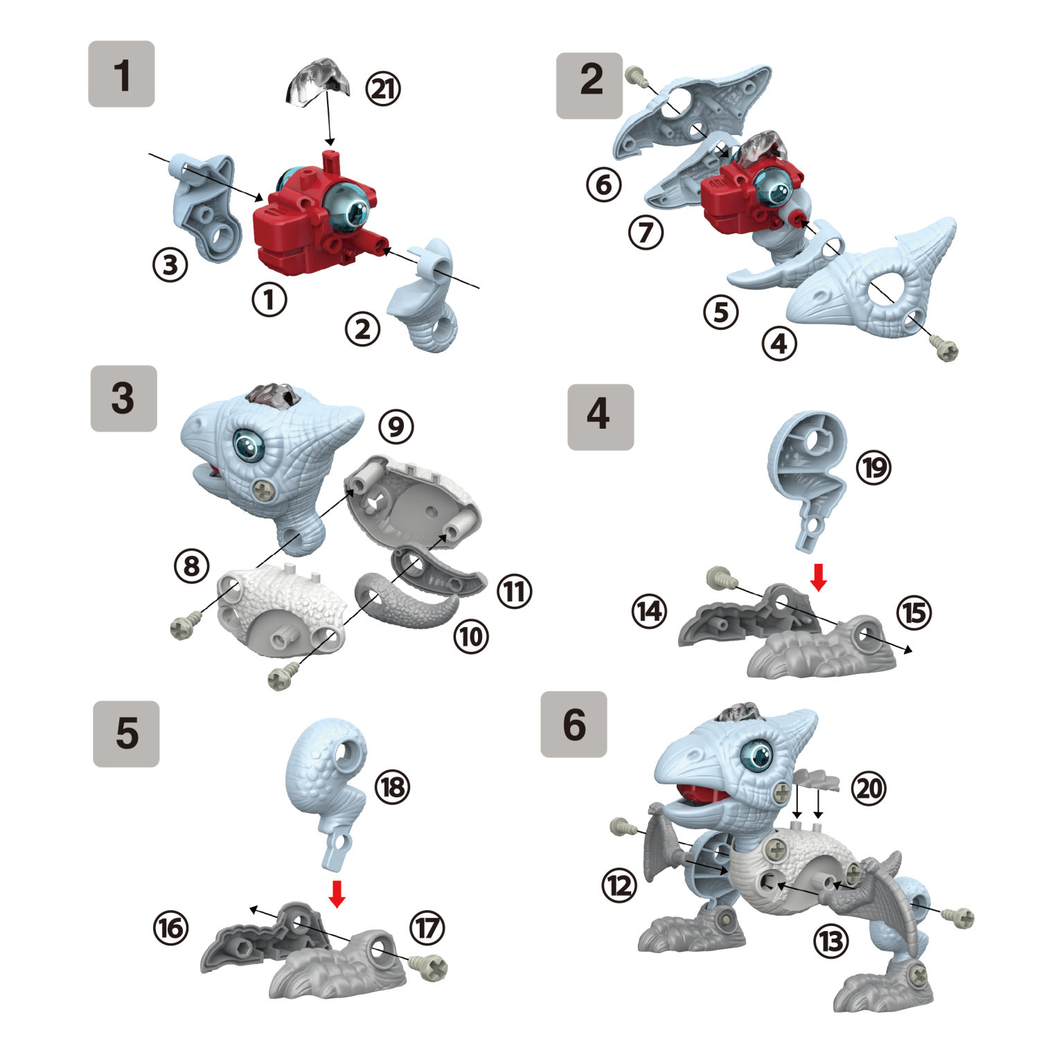 Интерактивная игрушка динозавр 1toy RoboLife Птеродактиль, детская, музыкальная, конструктор, робот, со световыми эффектами, для девочек и мальчиков