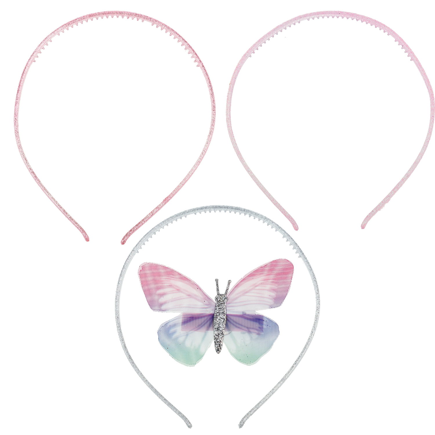 Lukky Fashion набор из 4 аксессуара для волос: 3 ободка с блестками, заколка с бабочкой из шифона