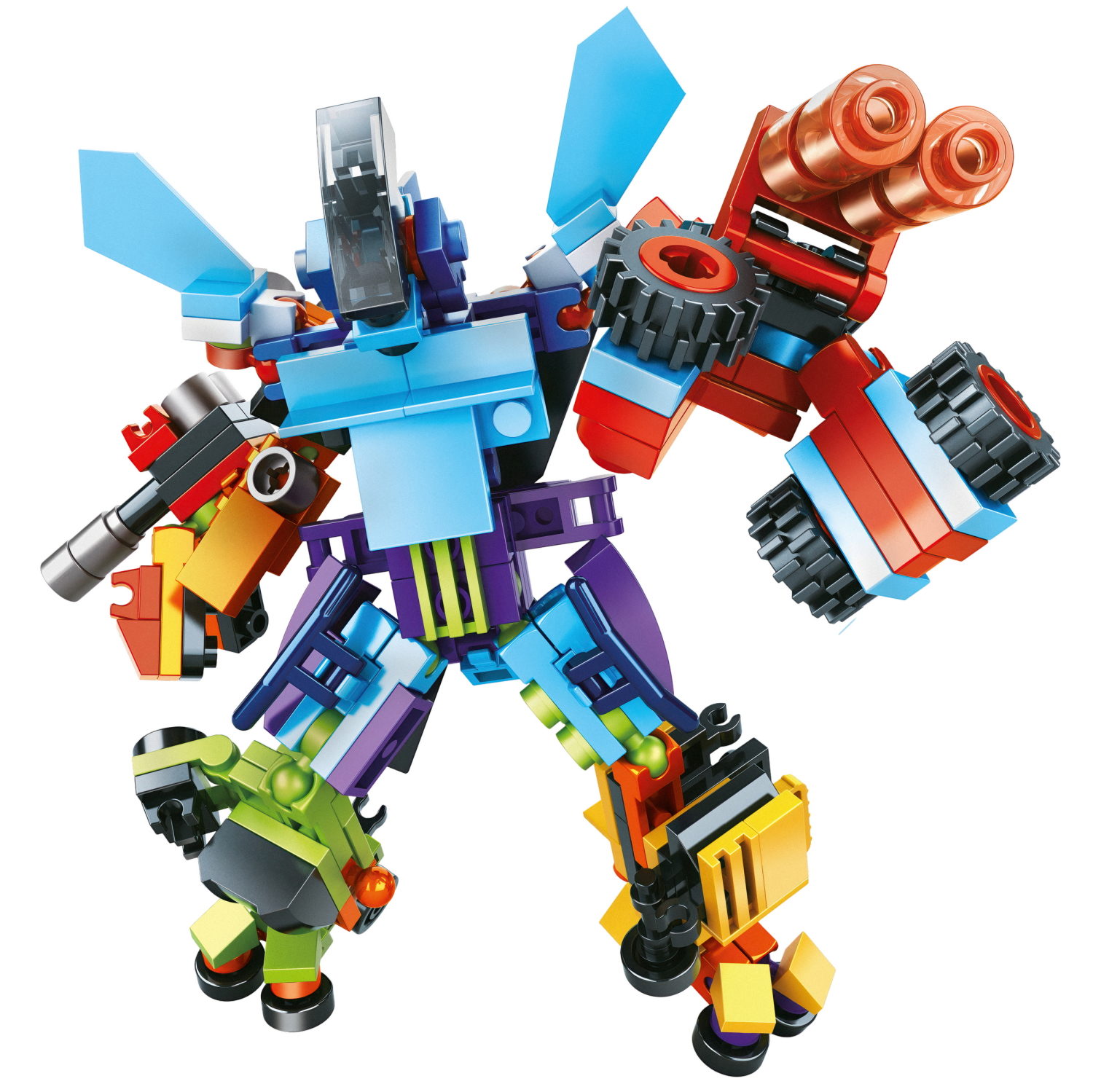 Конструктор 1TOY Blockformers  "Мегавтоформер" 6 в 1, 6 видов, из 6 шт. собирается большой робот