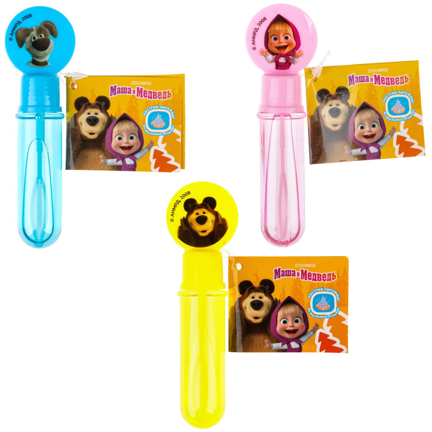Нелопающиеся мыльные пузыри Маша и медведь, набор 3х10 мл
