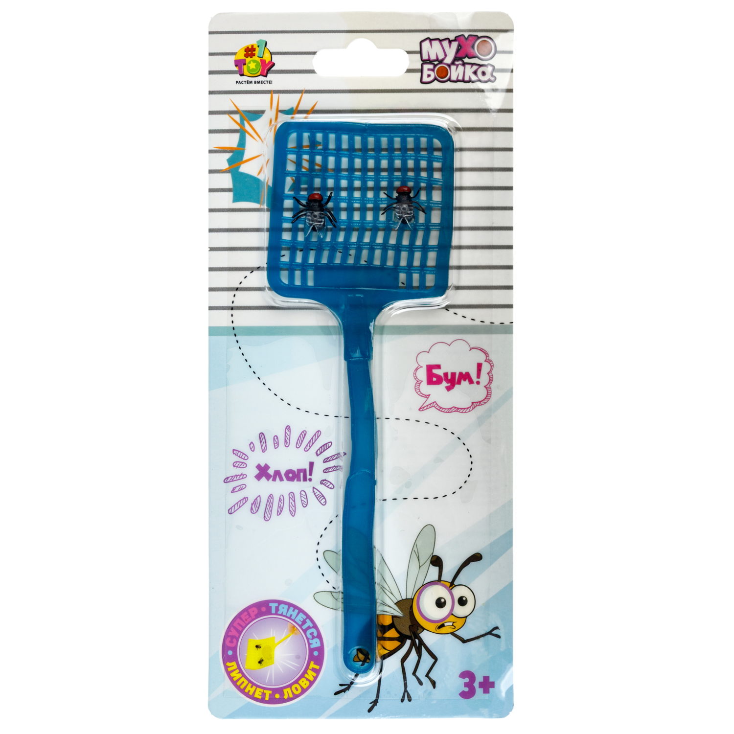 Игрушка-антистресс 1TOY Мухобойка, 19х6,5 см, 4 цвета в ассортименте