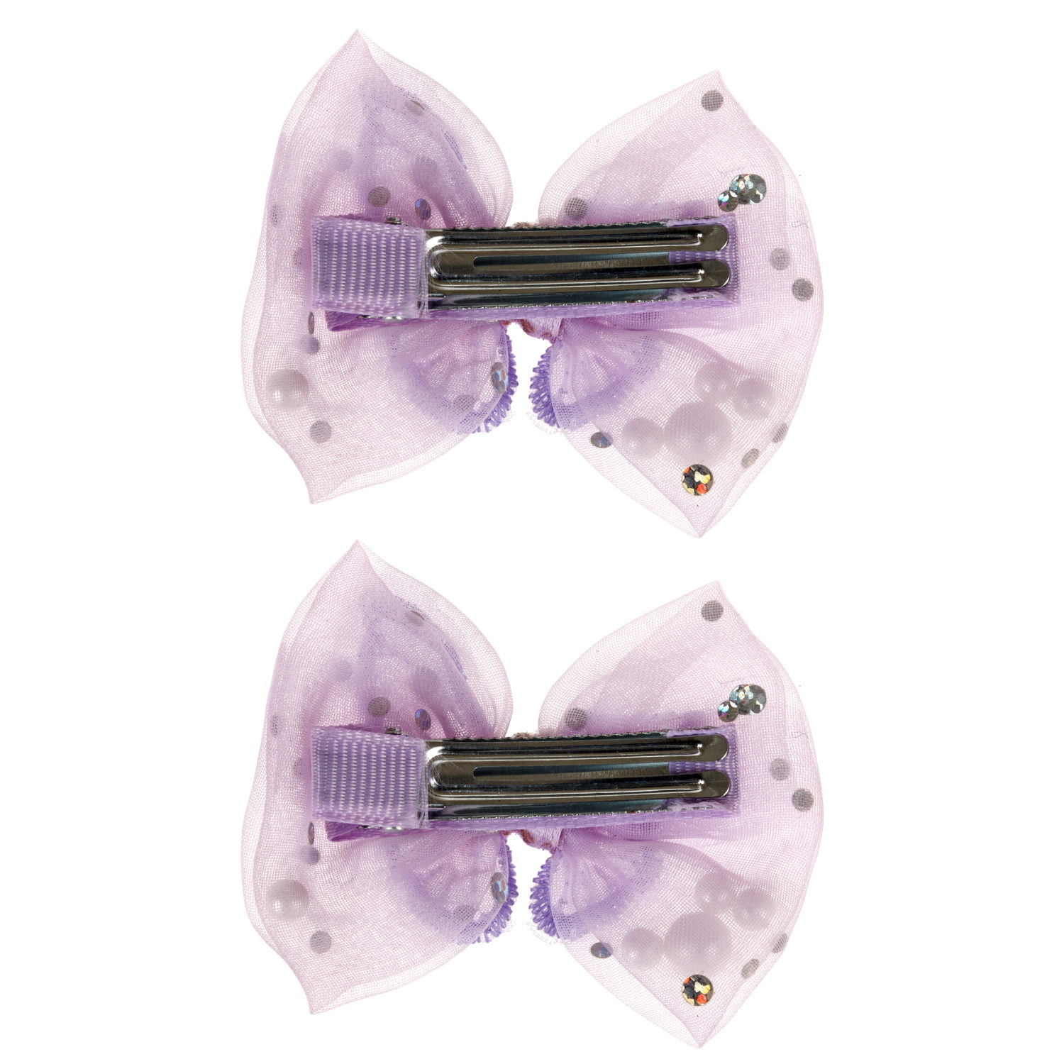 Заколки для волос Lukky Fashion Бантик Шифон с жемчужинами, детские, для девочки, зажимы, 2 цвета в ассортименте, набор 2 шт.