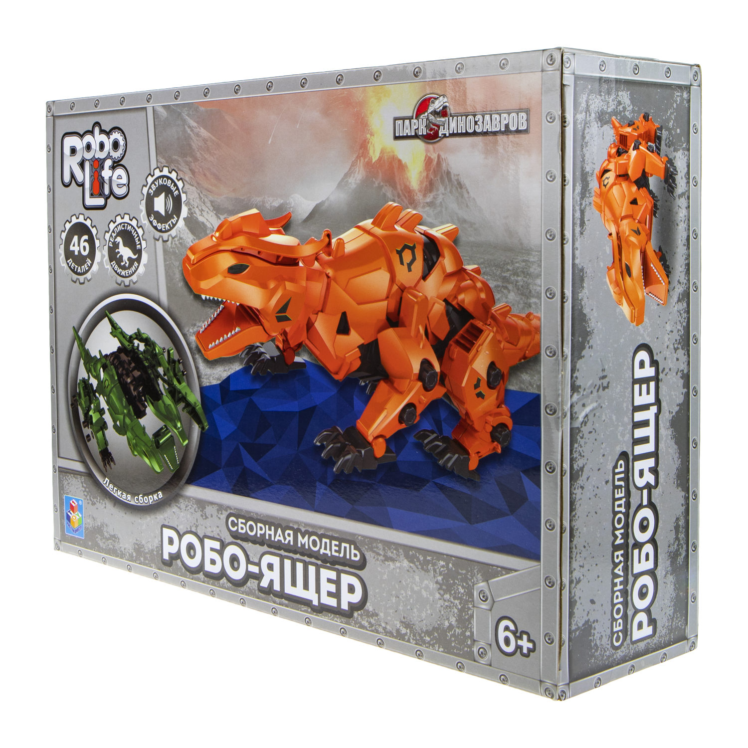 Интерактивная игрушка - конструктор 1TOY RoboLife динозавр Робо- ящерица, оранжевый, 46 деталей, звуковые и эффекты движения