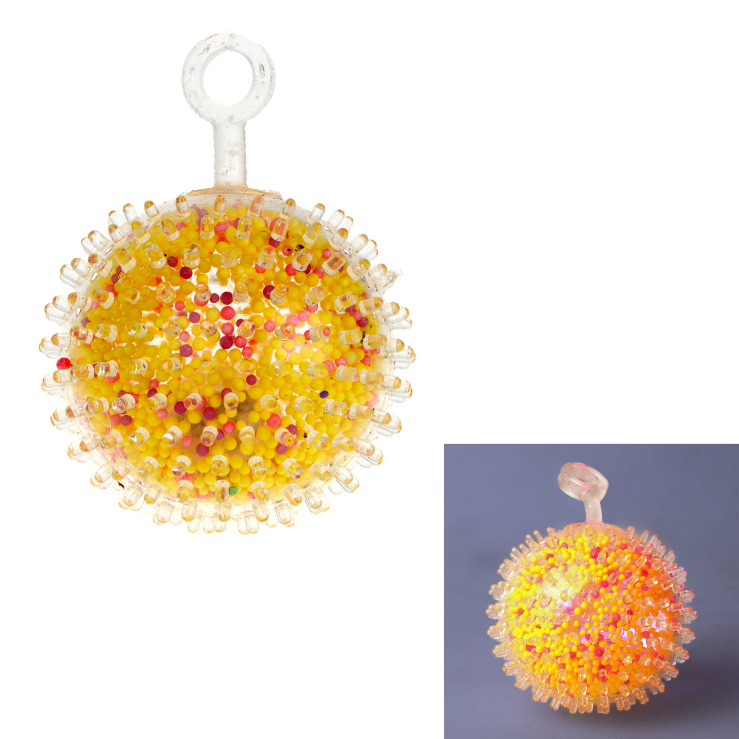 1toy Жмяка-антистресс "Шар" с разноцветными шариками 7 см, желтый