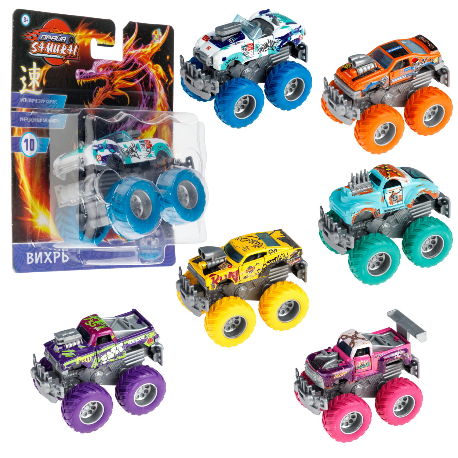Машинка игрушечная 1TOY Драйв Монстр-трак Классика, инерционный, 8,5 см, цвет в ассортименте