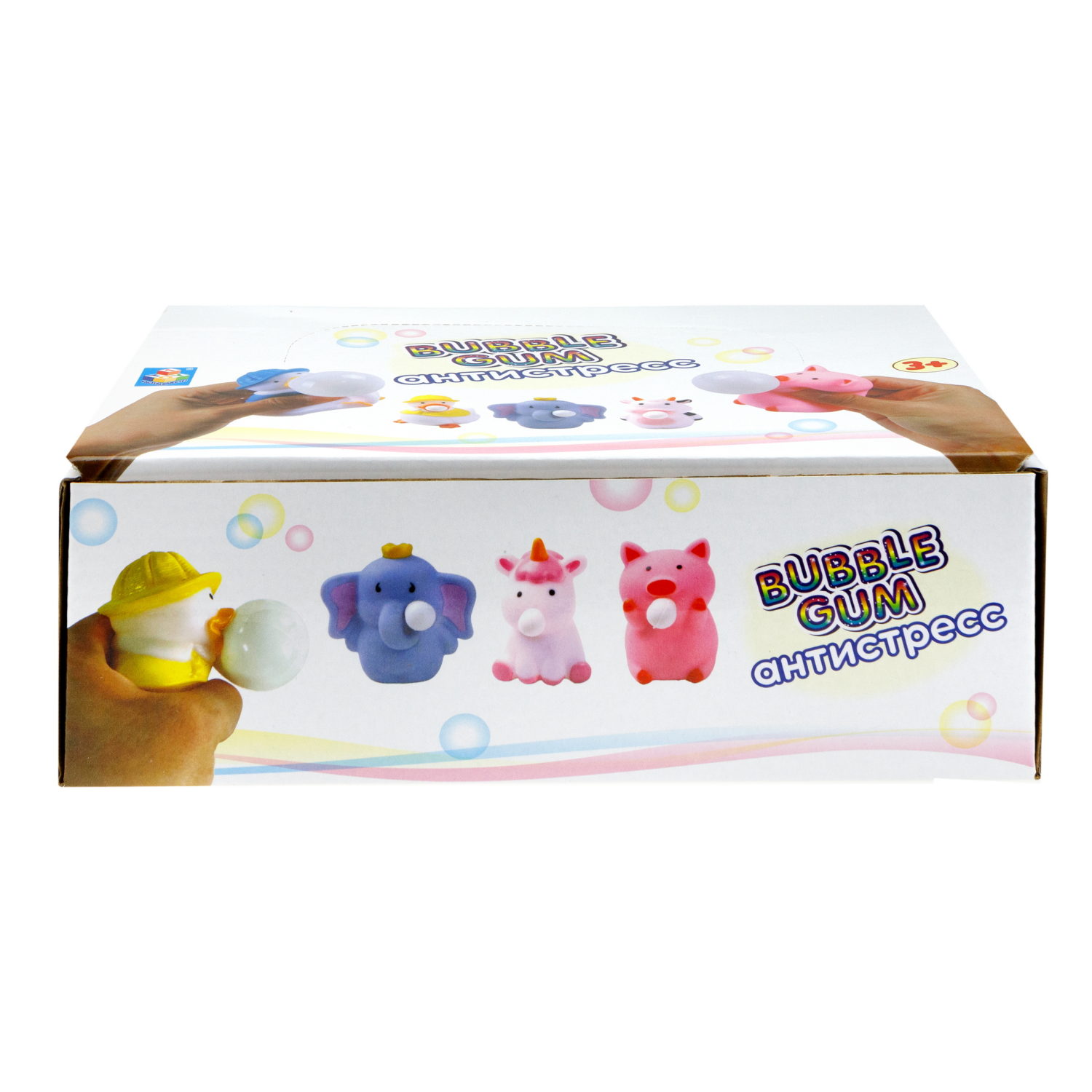 1toy Bubble Gum-антистресс "Животные" 6,5х6,5х5 см, 4 вида в асс., 12 шт. в д/б