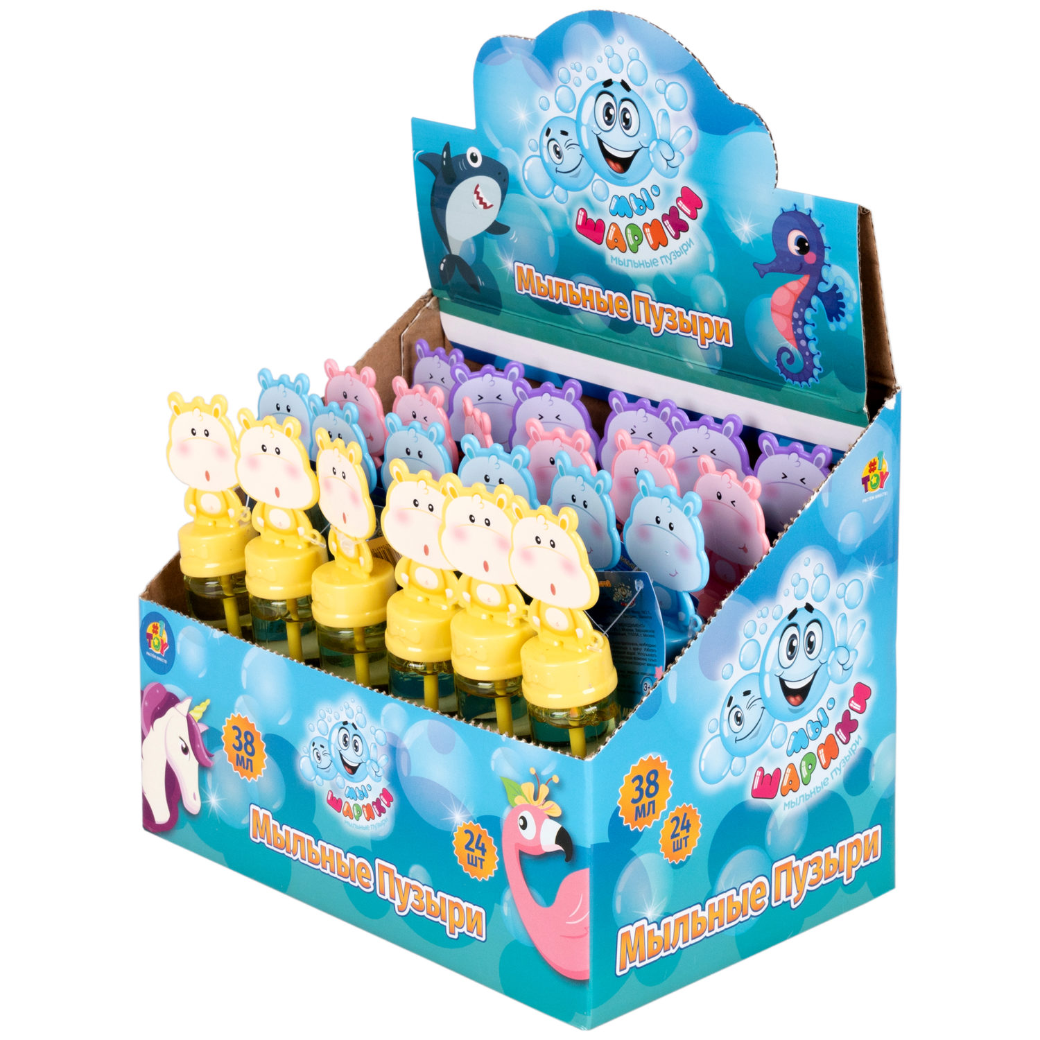 Мыльные пузыри 1TOY Мы-шарики! Бегемот, 38 мл, в ассортименте