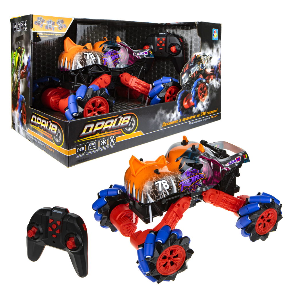 Машинка на пульте управления 1TOY Драйв, Монстр-трак Динозавр, в ассортименте