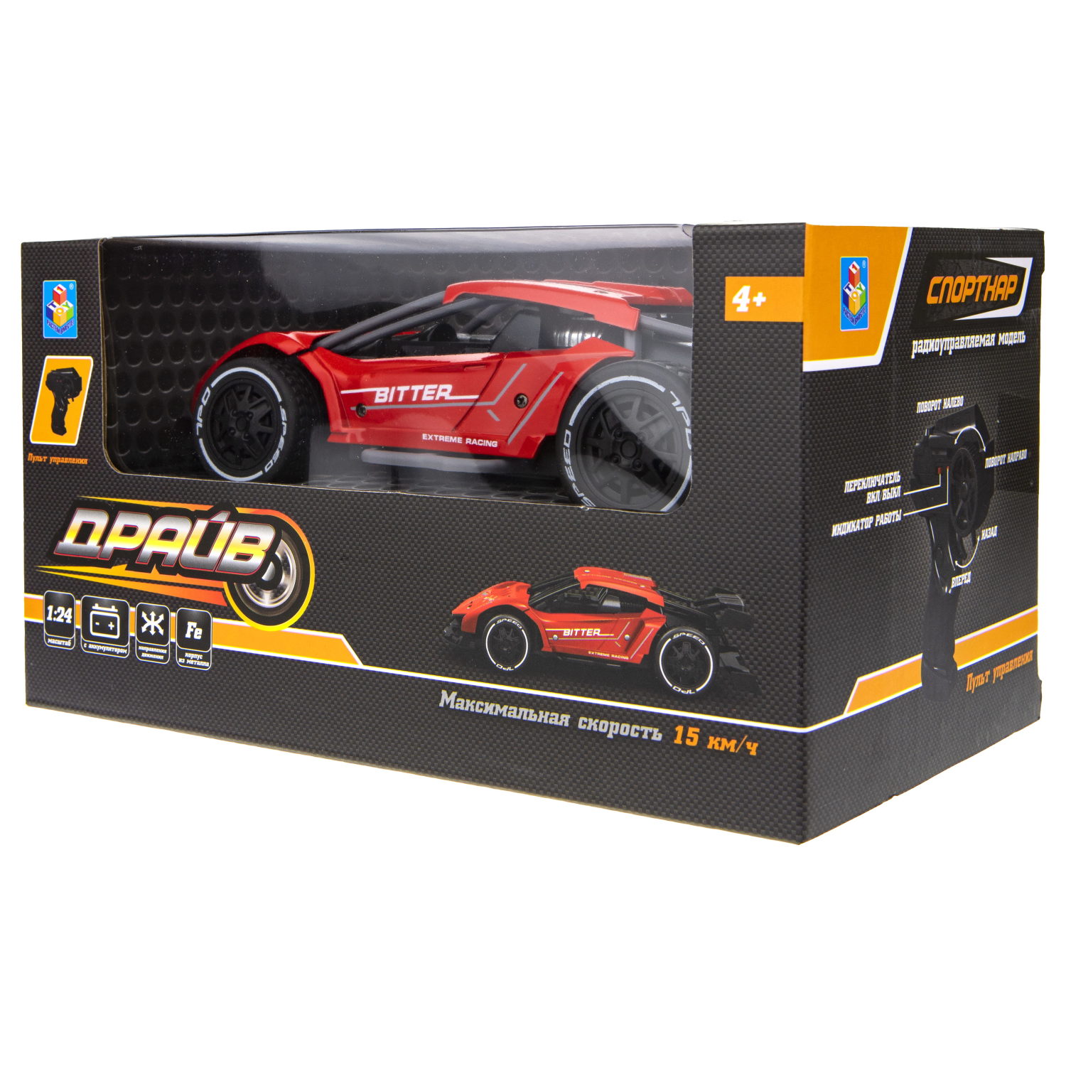 Машинка на пульте управления 1TOY Драйв спортивная, гоночная, спорткар на радиоуправлении