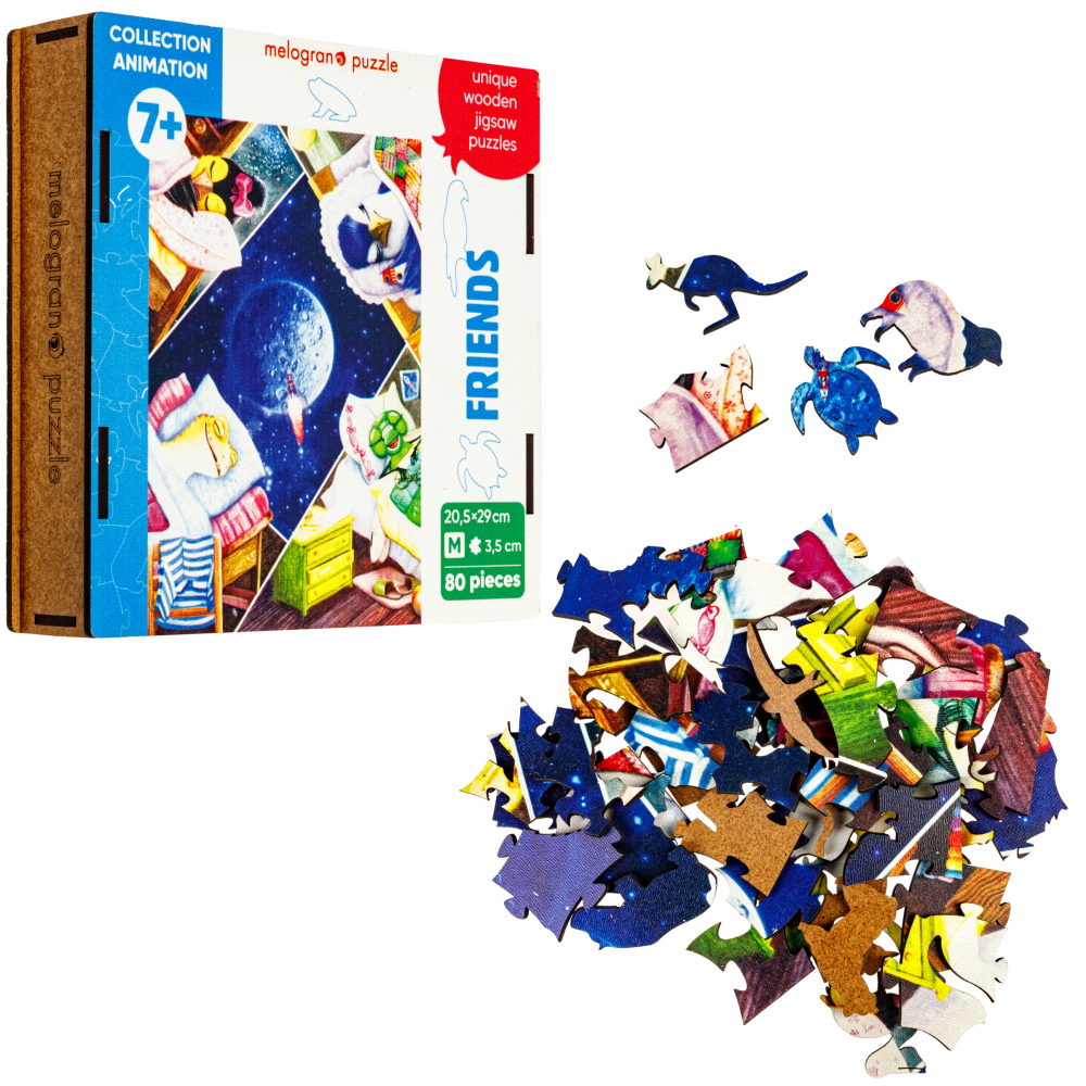 Деревянные пазлы Collection Animation  Друзья, 80 деталей