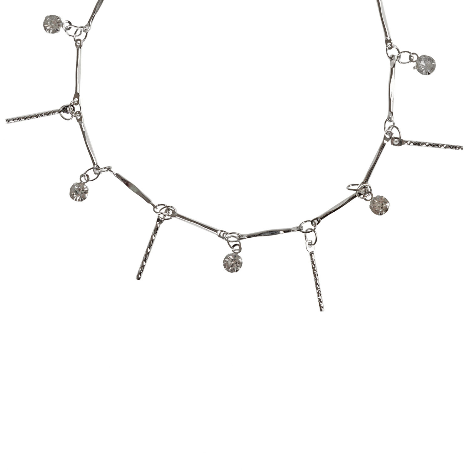 Набор 3 браслетов-цепочек Lukky Fashion, микс, серебряного цвета, со стразами