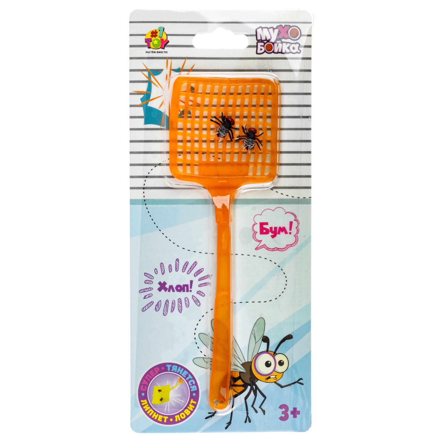 Игрушка-антистресс 1TOY Мухобойка, 19х6,5 см, 4 цвета в ассортименте