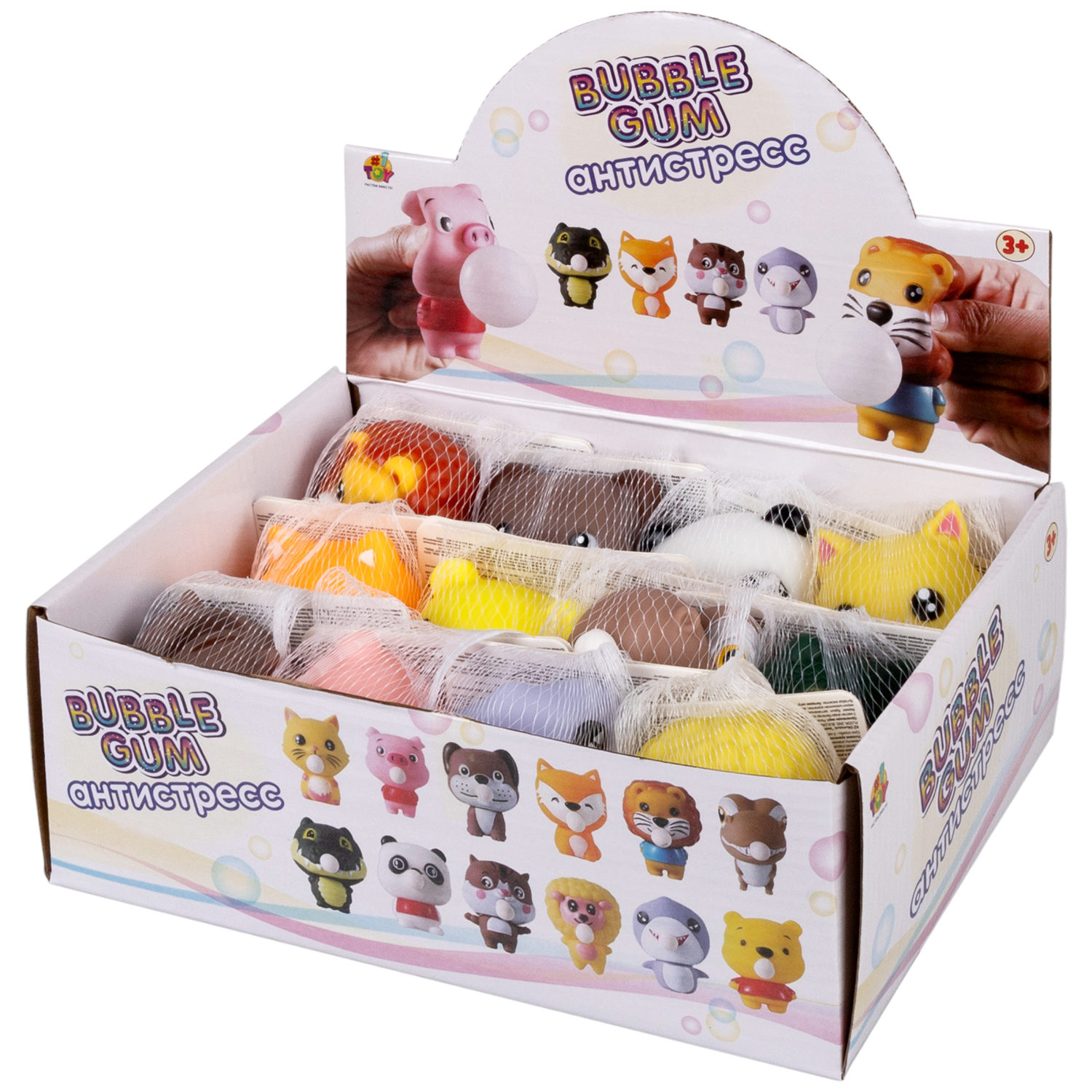 1TOY Bubble Gum-антистресс "Животные" 7,5х6х6 см, 12 видов в ассортименте