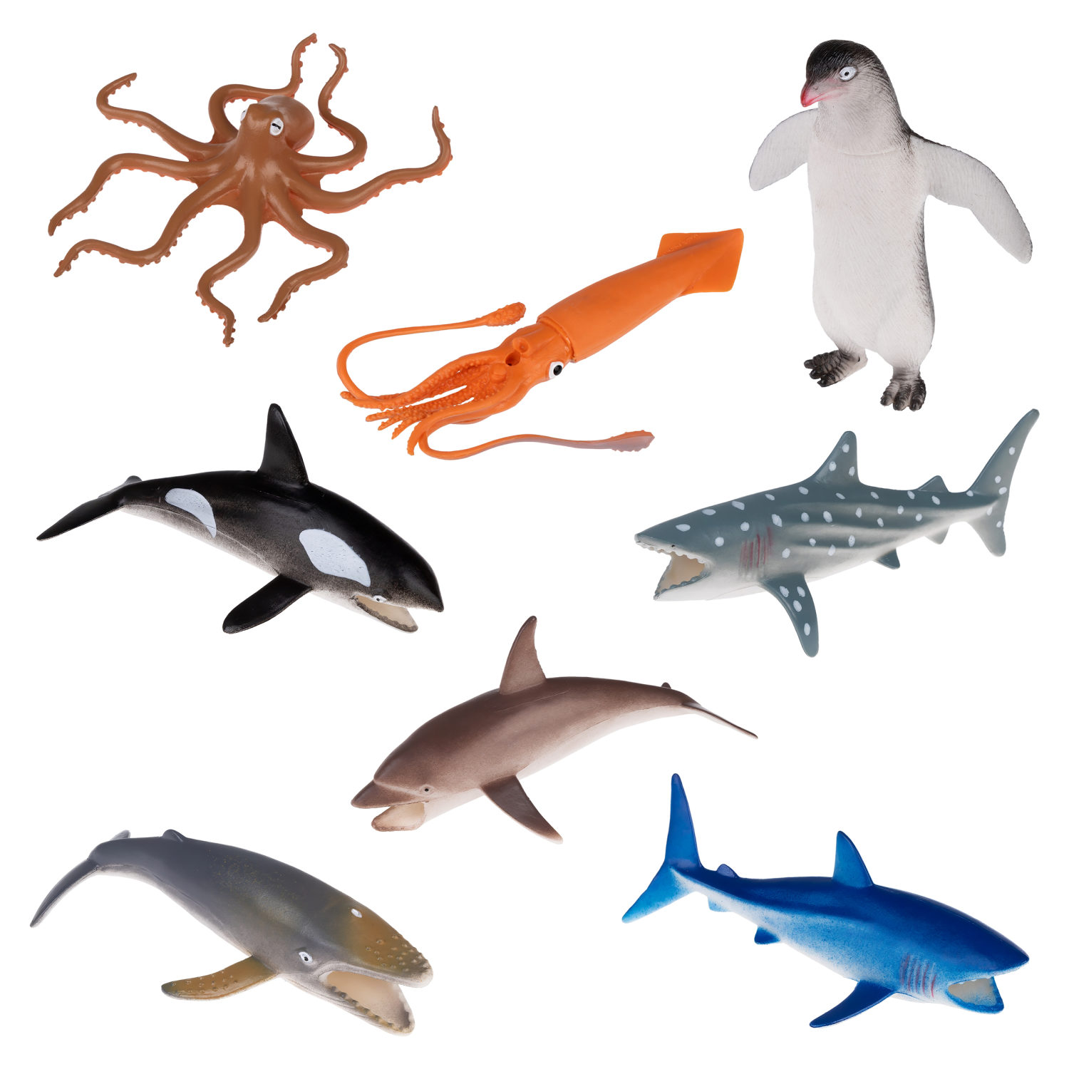Набор фигурок 1TOY "В мире животных", морские животные океанов, 8 шт., 10 см