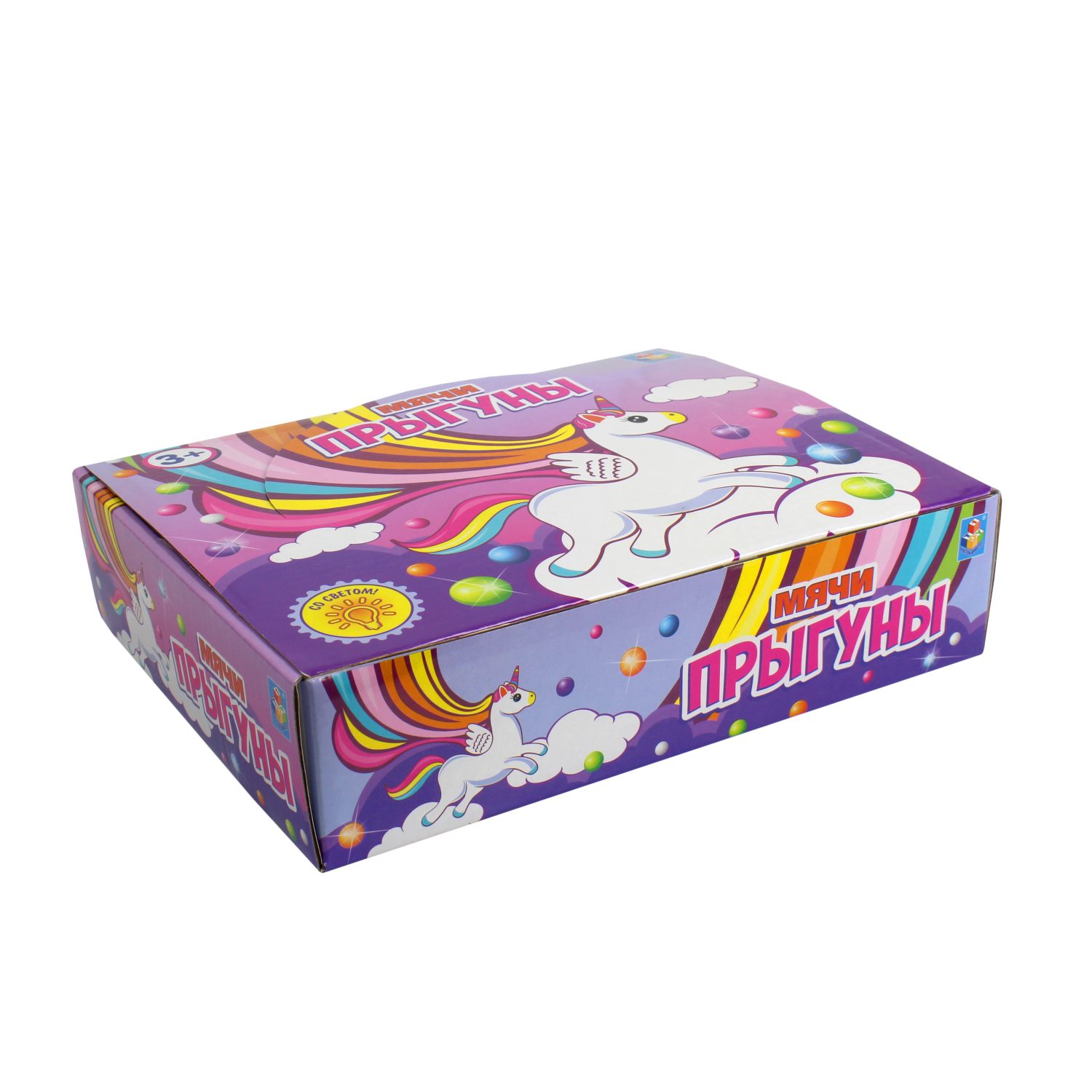 Мячик-прыгун со светом 1TOY Единорог,  5,5 см