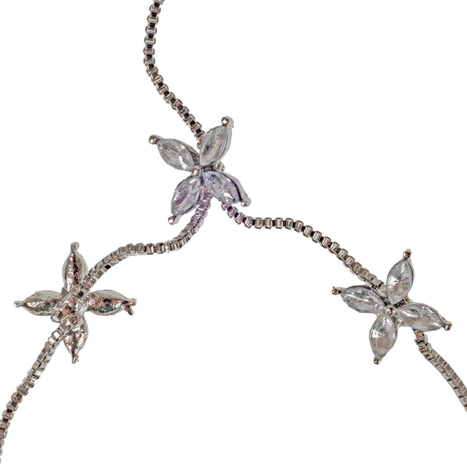 Украшение-цепочка на руку Lukky Fashion "Экзотические цветы", серебряного цвета