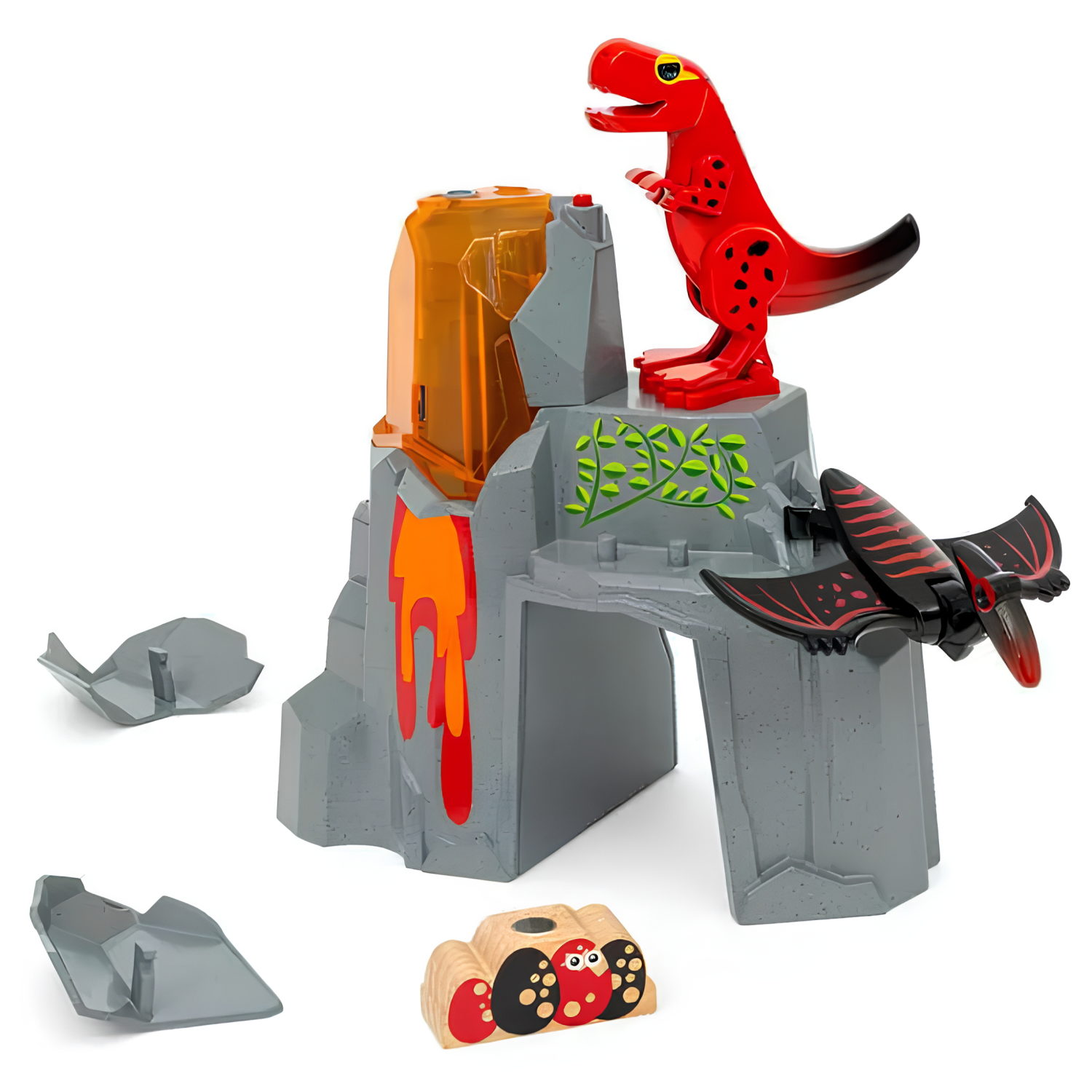 Динозавр и извергающийся вулкан BRIO со светом, звуком, паром, для деревянной железной дороги