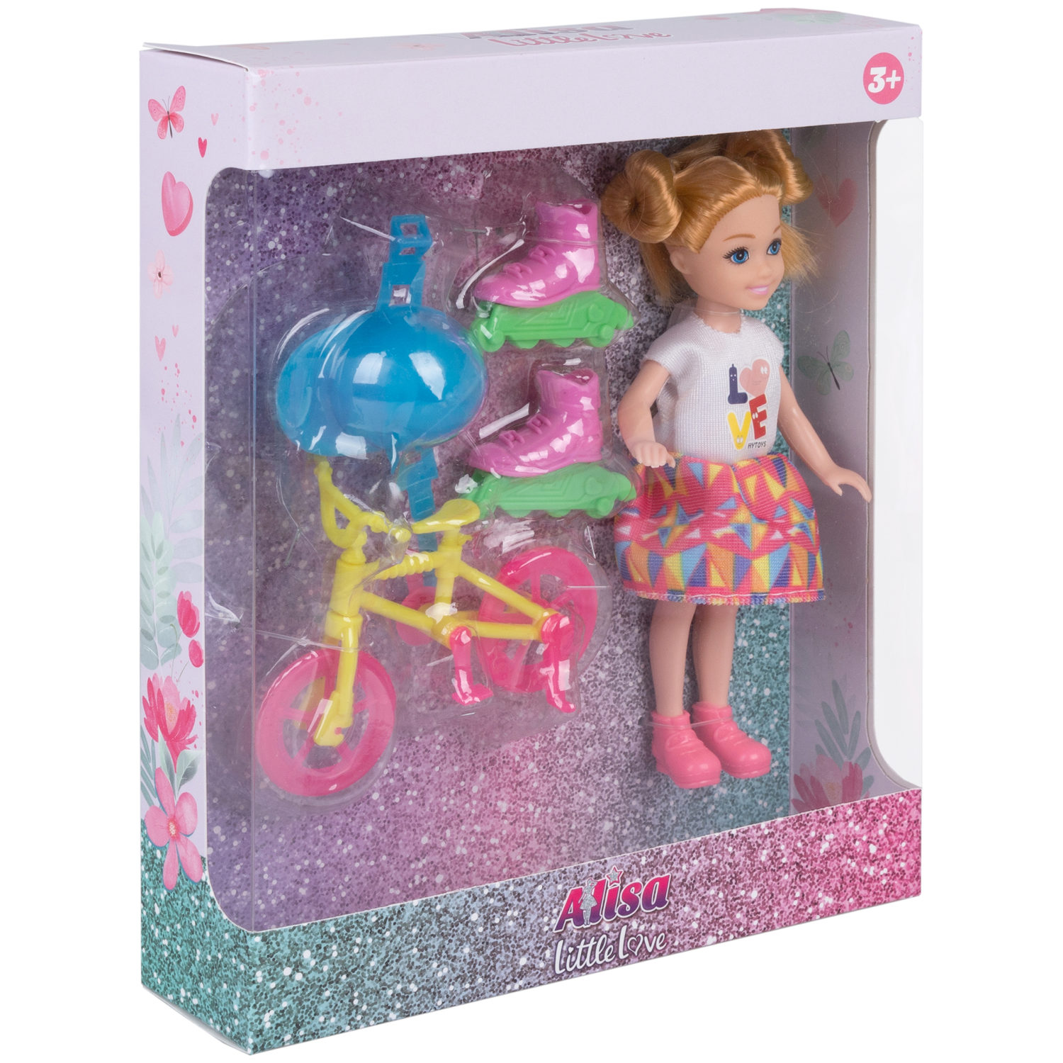 Кукла Alisa Little Love 15,2 см, блондинка, с велосипедом и роликами