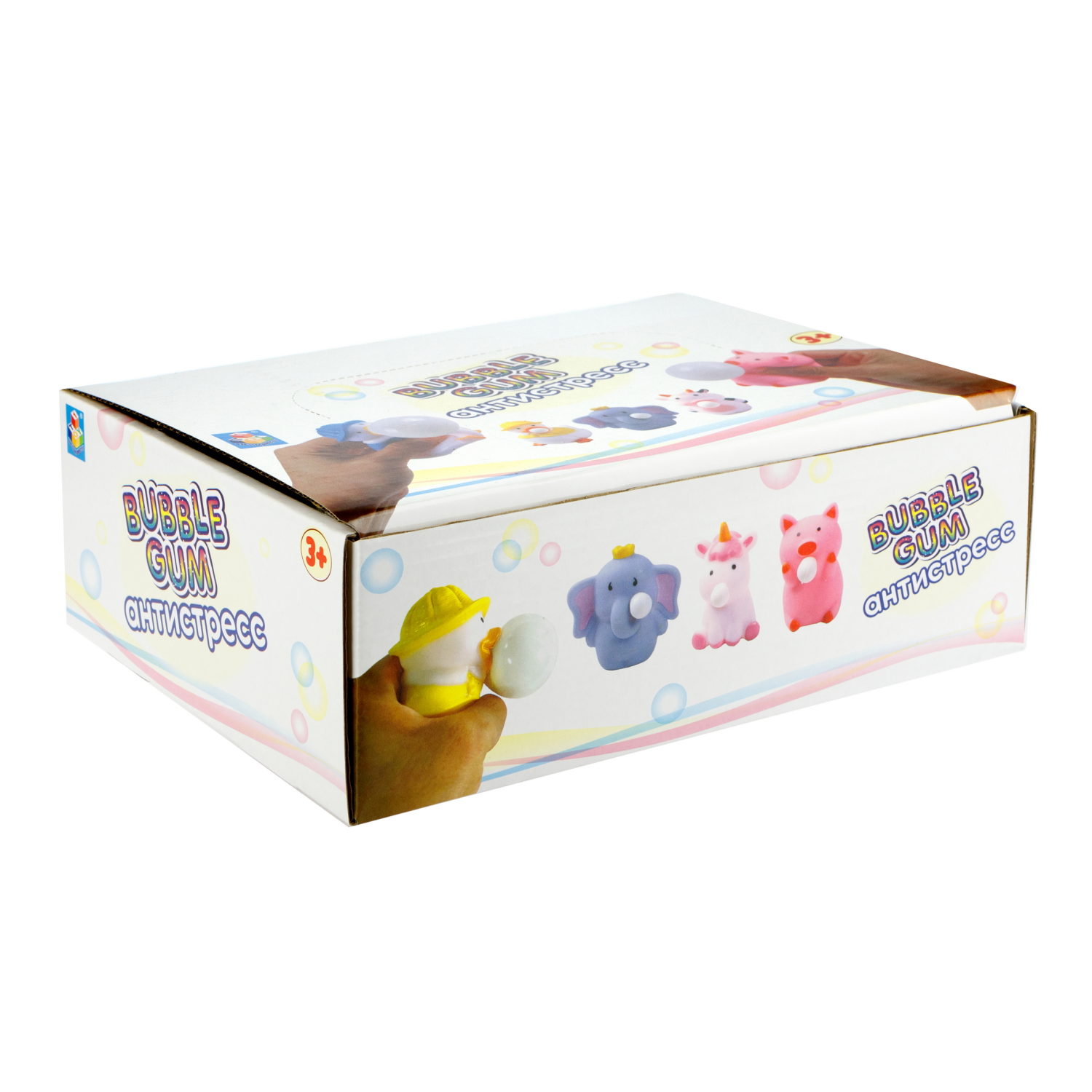 1toy Bubble Gum-антистресс "Уточки" 6,5х6,5х5 см, 4 вида в асс., 12 шт. в д/б