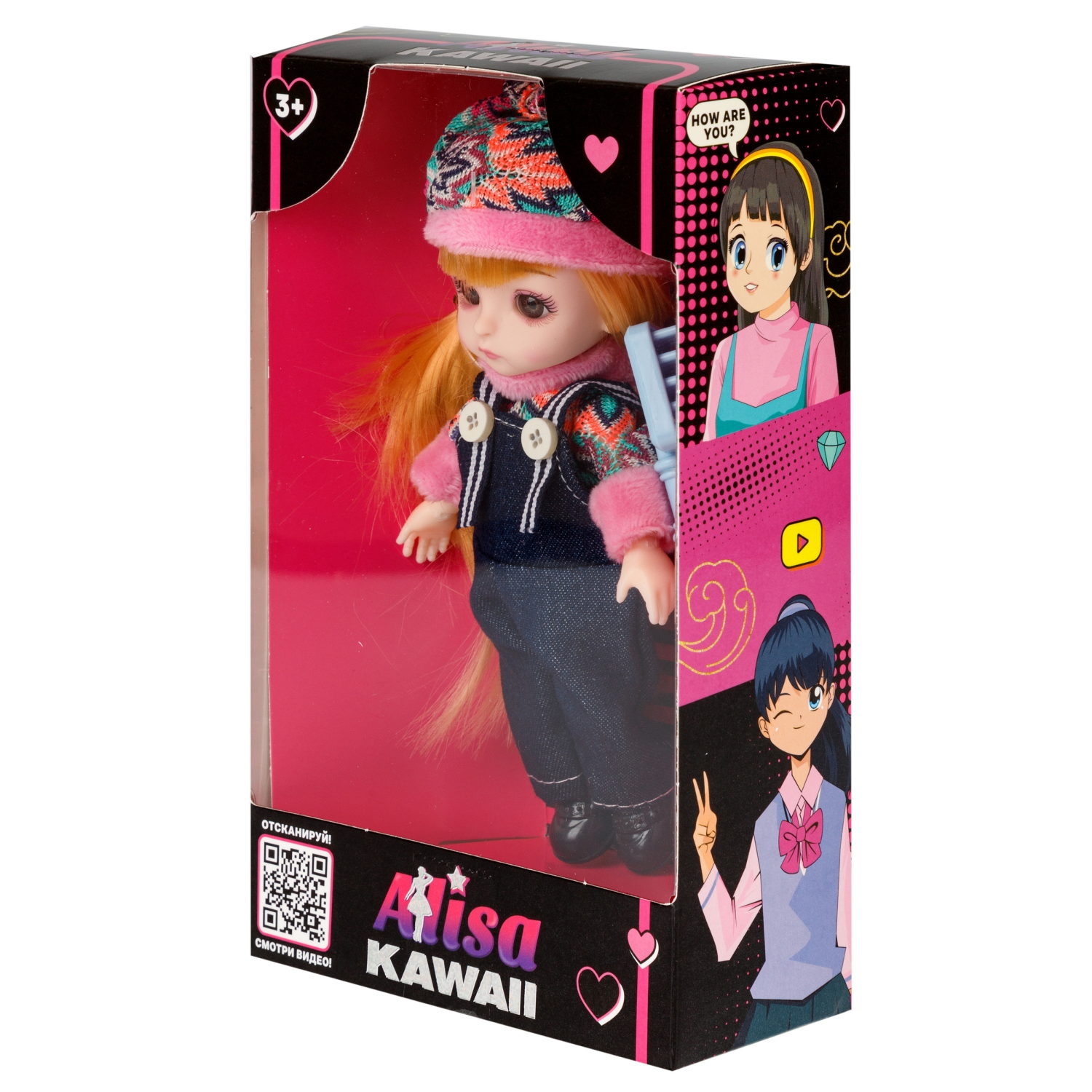 Кукла шарнирная Alisa Kawaii mini 15,2 см, с расчёской, с длинными светлыми волосами 