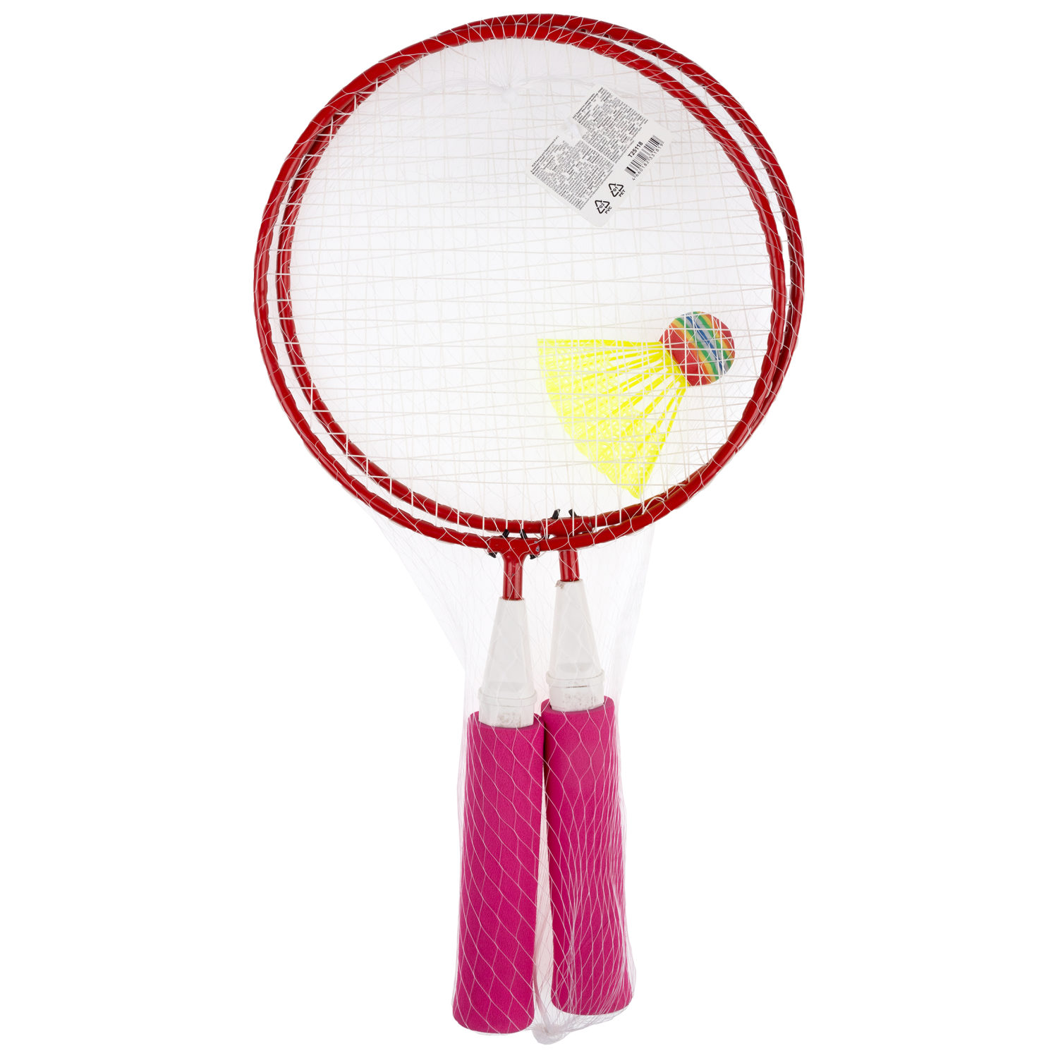 Бадминтон 1TOY 2 ракетки с мягкими ручками, 1 волан, в ассортименте