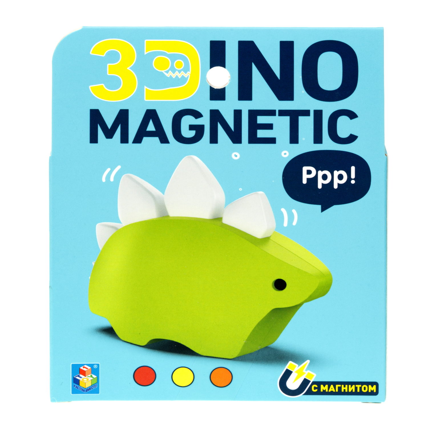 Игрушка динозавр 1TOY 3Dino Magnetic Стегозавр, сборный, с магнитом, для развития моторики и сил рук, цвет в ассортименте 