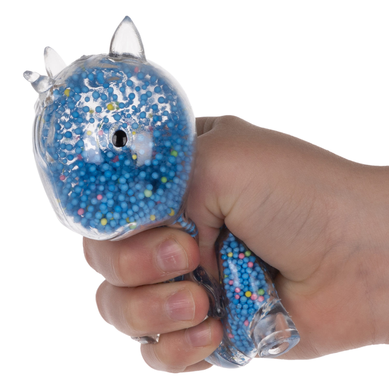 1toy Жмяка единорог с пенопластовыми шариками, 11х8 см, синий