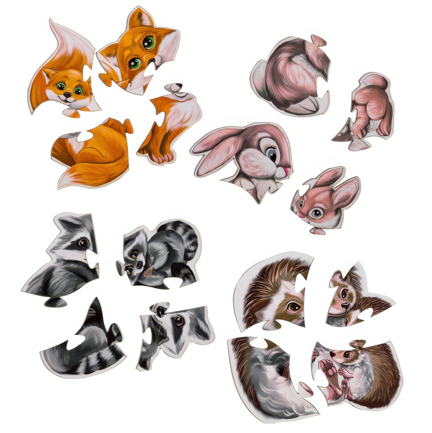 Деревянные пазлы Collection Animals, 4 пазла по 4 детали, 16 деталей