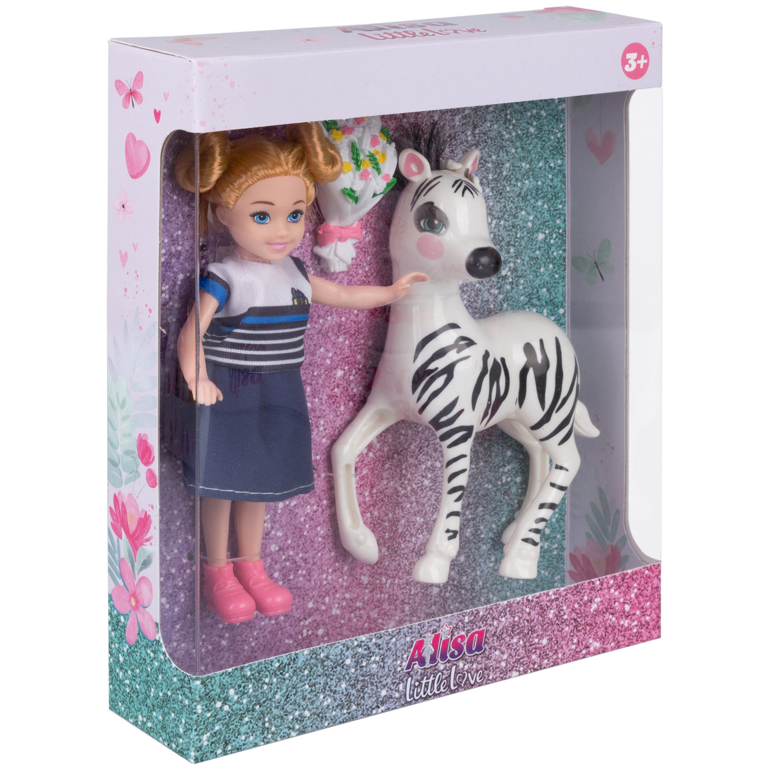 Кукла Alisa Little Love 15,2 см, блондинка, с зеброй