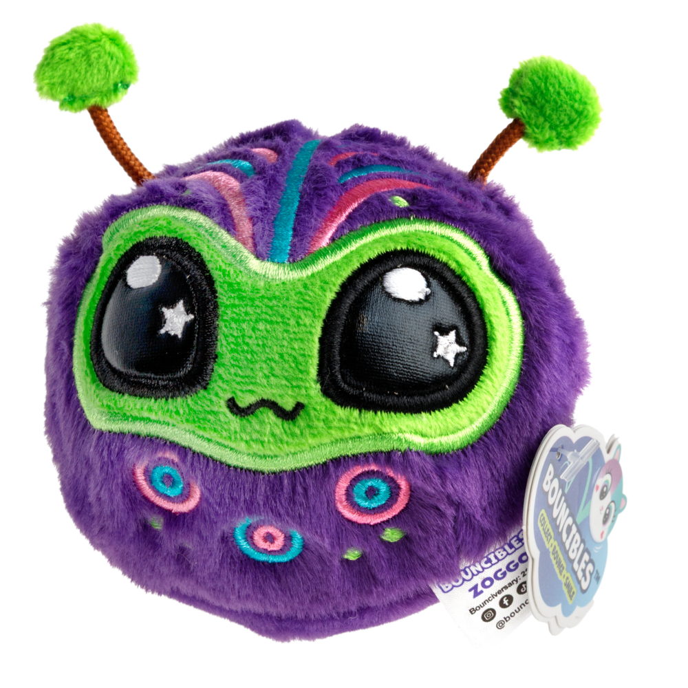 Bouncibles плюшевая игрушка-попрыгунчик, фиолетовый пришелец Зогго, 8 см