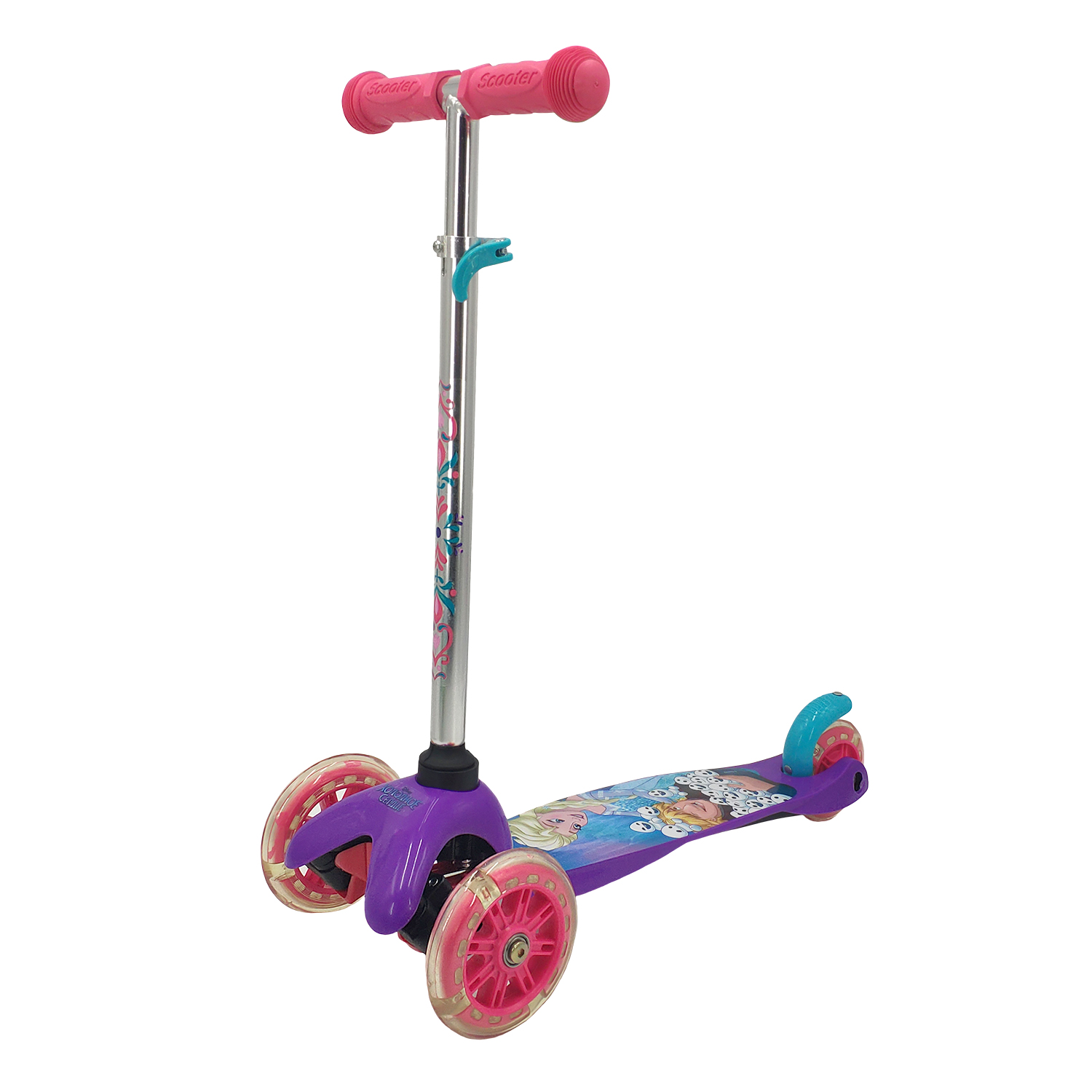 Самокат детский Disney Холодное Сердце, трехколесный, кикборд, со светящимися колесами