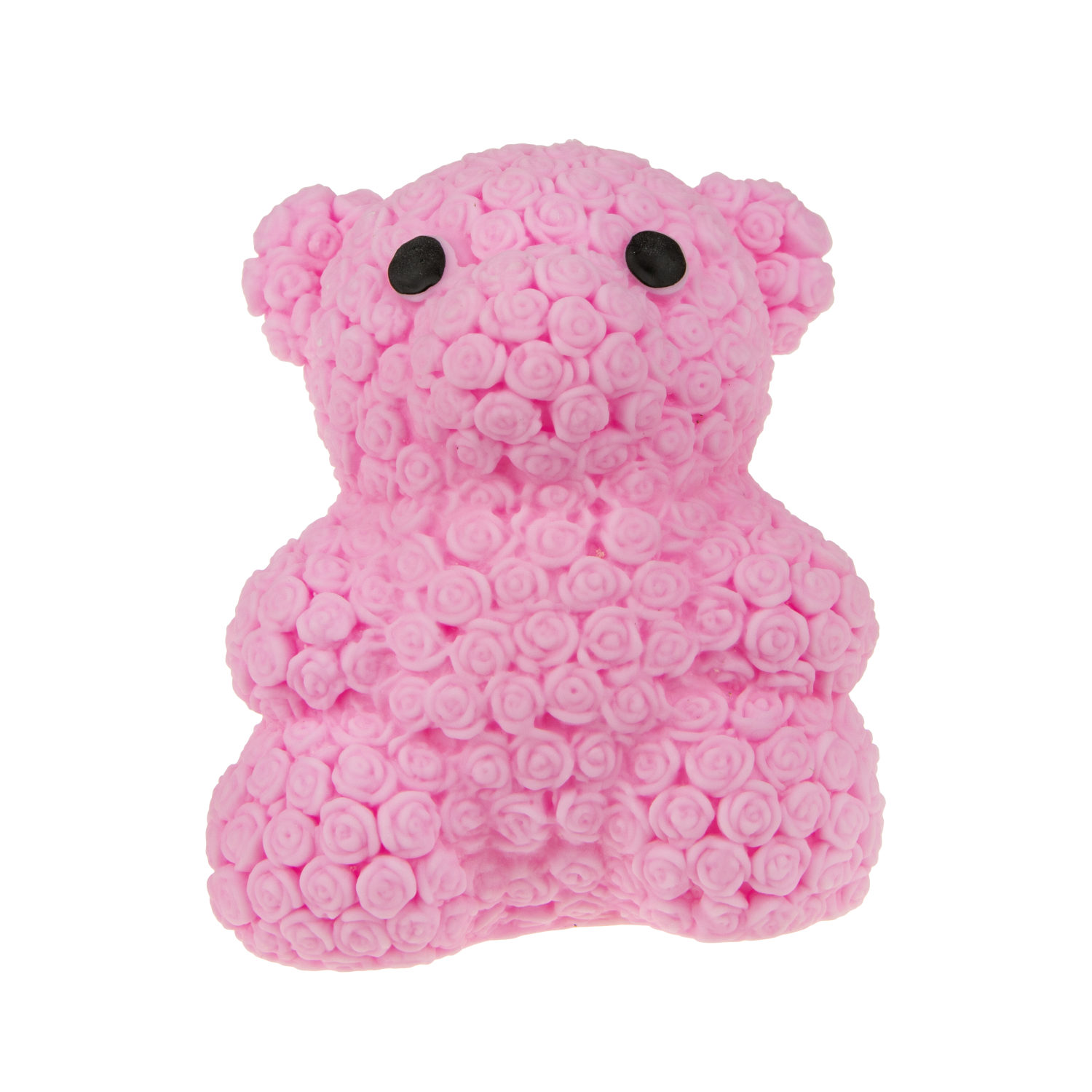 1toy Жмяка мишка в розах со светом, 8*6 см, 4 цвета, цветной пакет с подвесом, 12 шт в д/б