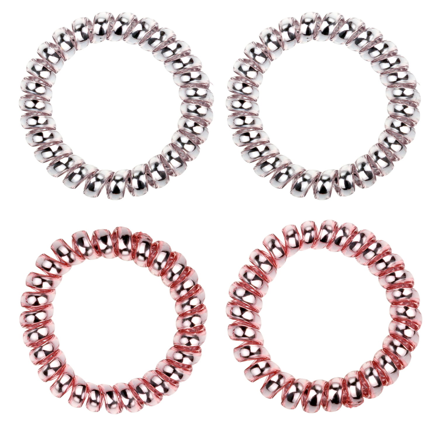 Lukky Fashion набор из 4 резинок для волос спираль Перламутр, цвета: розовый, сиреневый