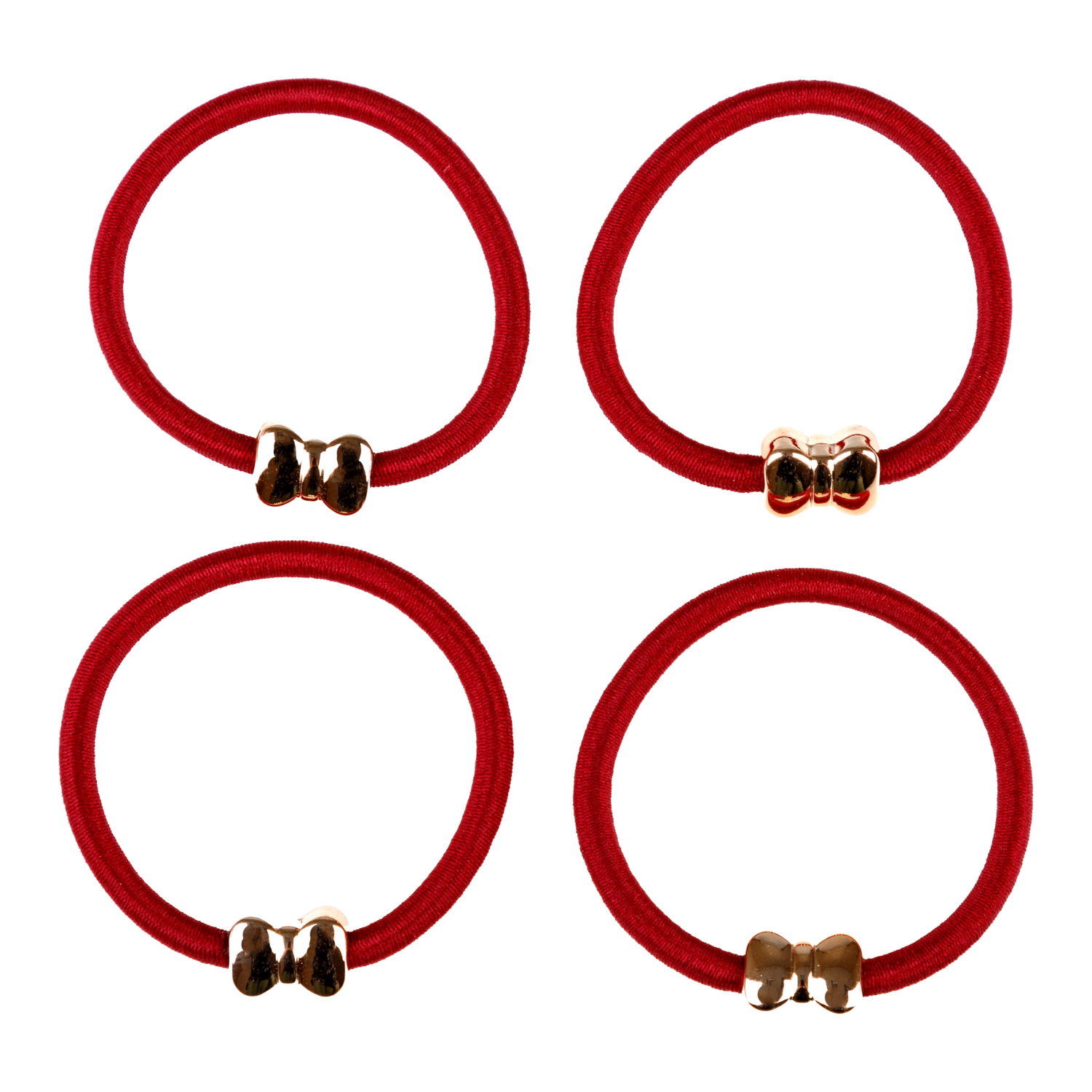 Lukky Fashion набор из 4 резинок для волос с метал.бантиком, 3 цвета в ассортименте: черный, золотой, красный микс